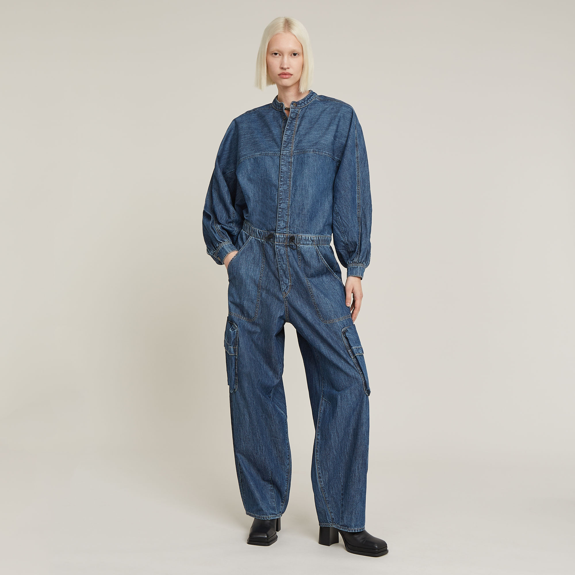 Thumbnail - Balloon Jumpsuit - Mittelblau - Damen