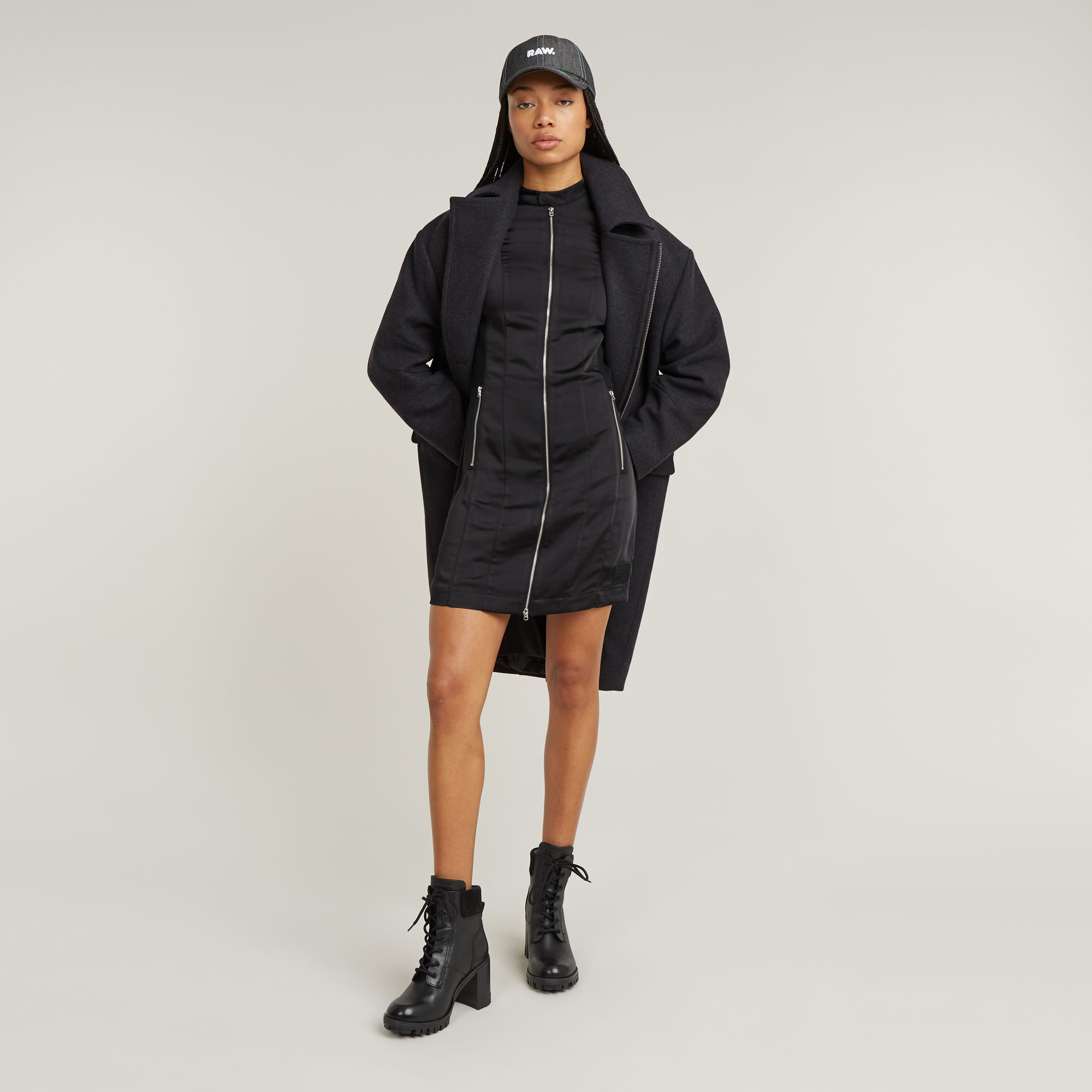 

Moto Fitted Dress - Schwarz - Damen