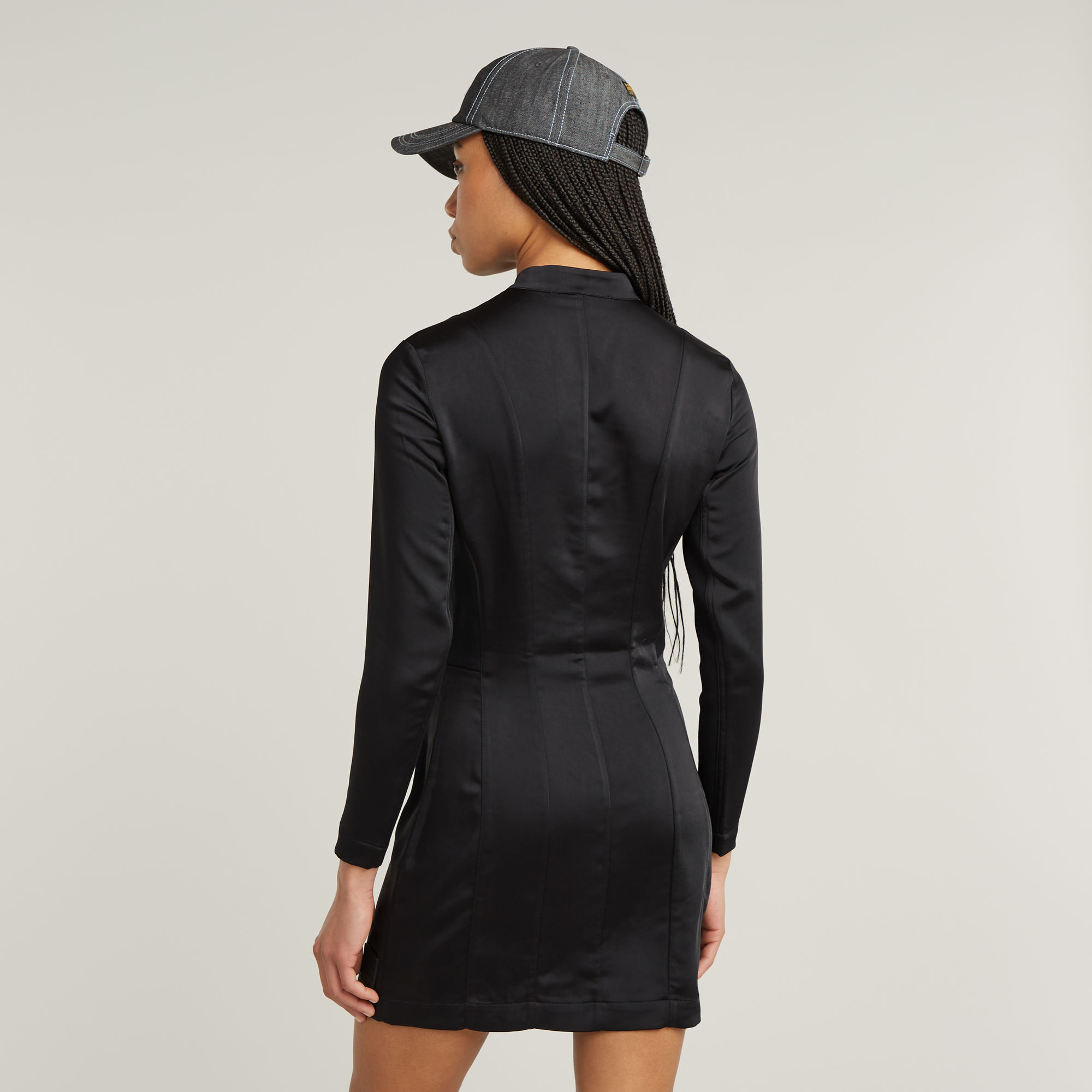 Thumbnail - Moto Fitted Dress - Schwarz - Damen