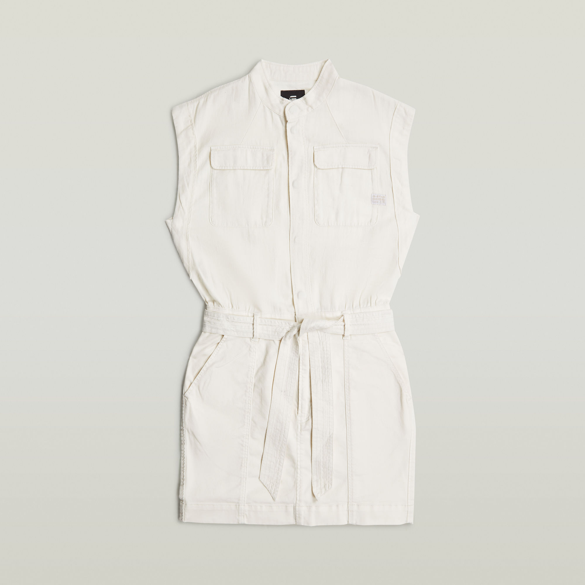 Thumbnail - Cap Sleeve Pocket Dress - Weiß - Damen