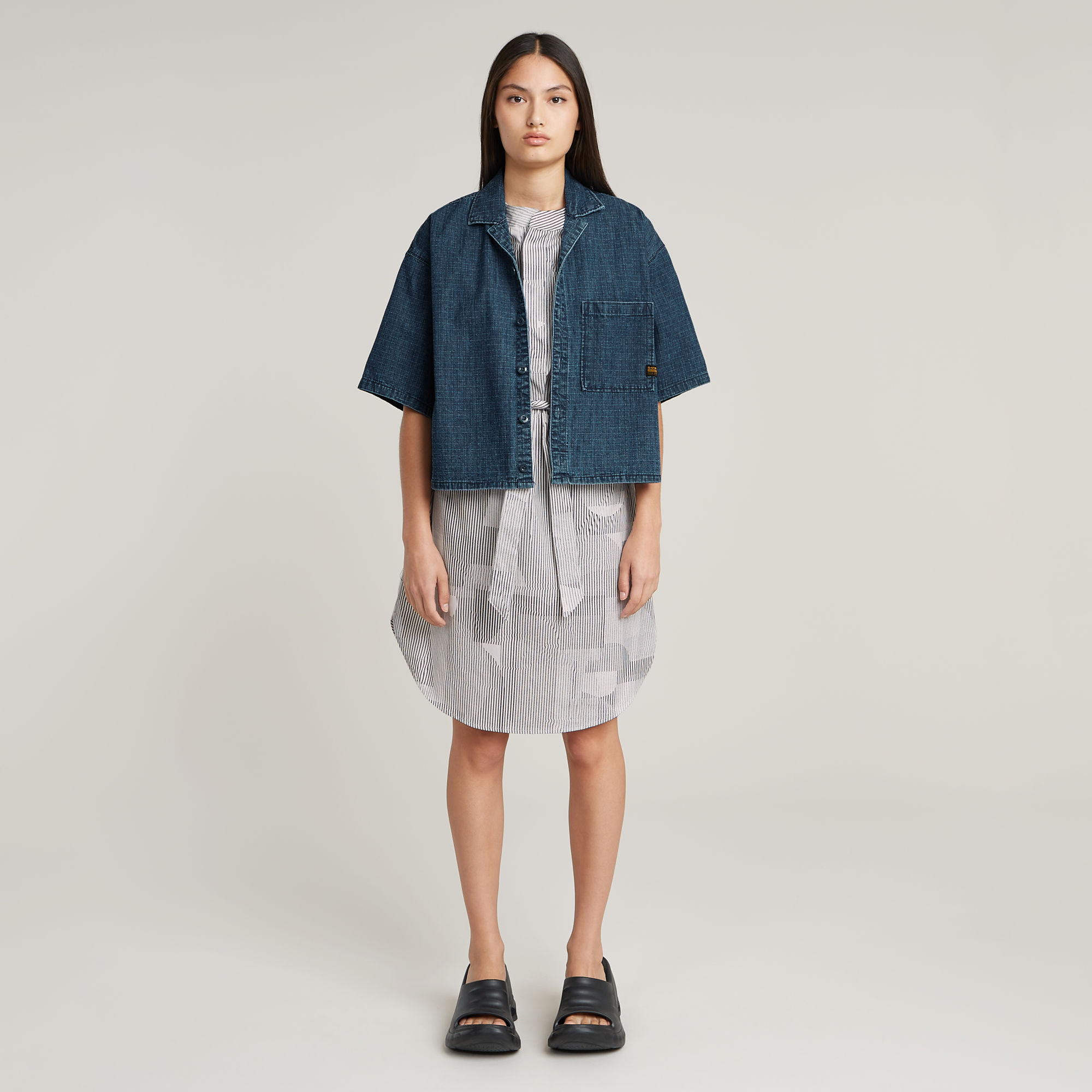 Thumbnail - Belted Dress Side Slits - Mehrfarbig - Damen