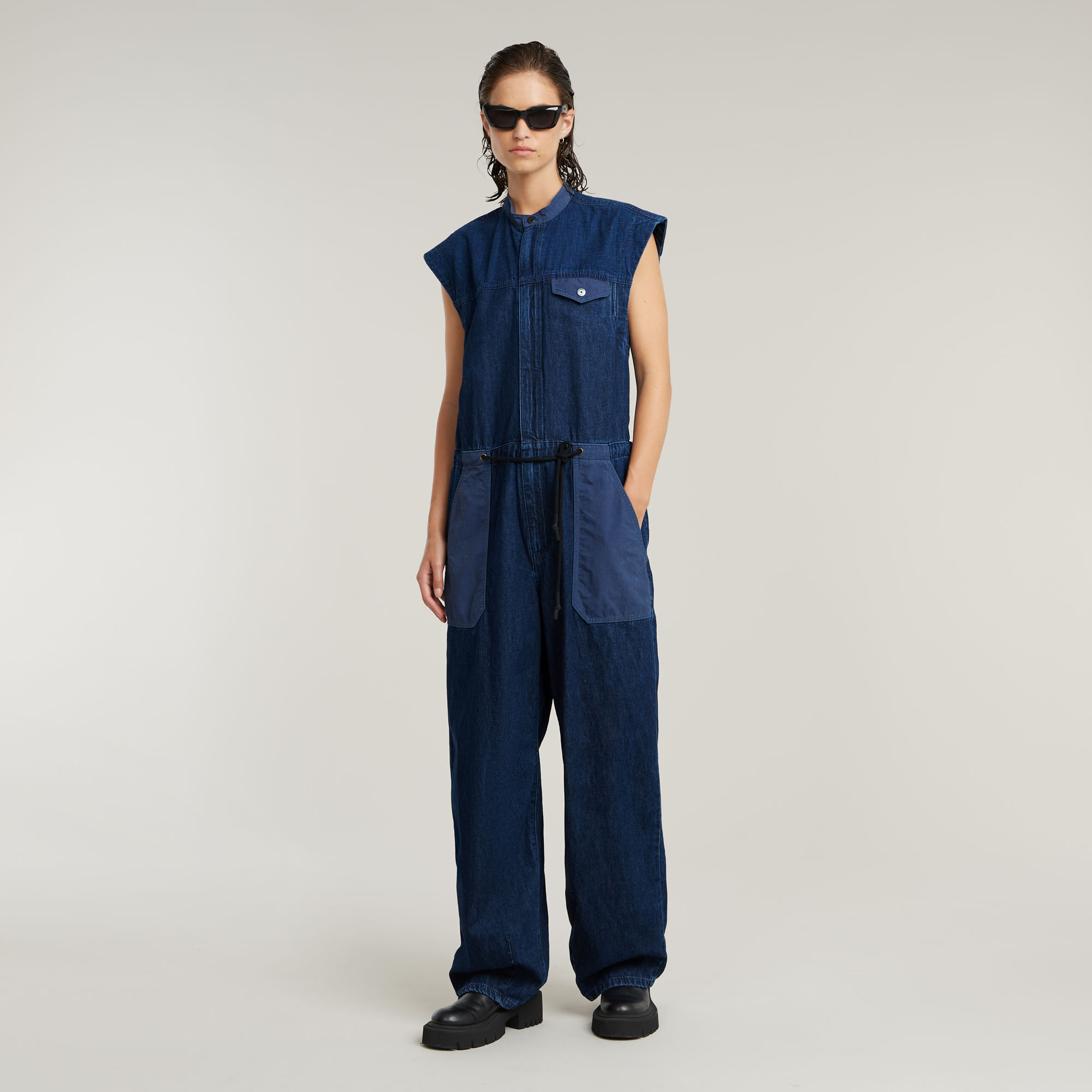 Thumbnail - Cocoon Jumpsuit - Dunkelblau - Damen