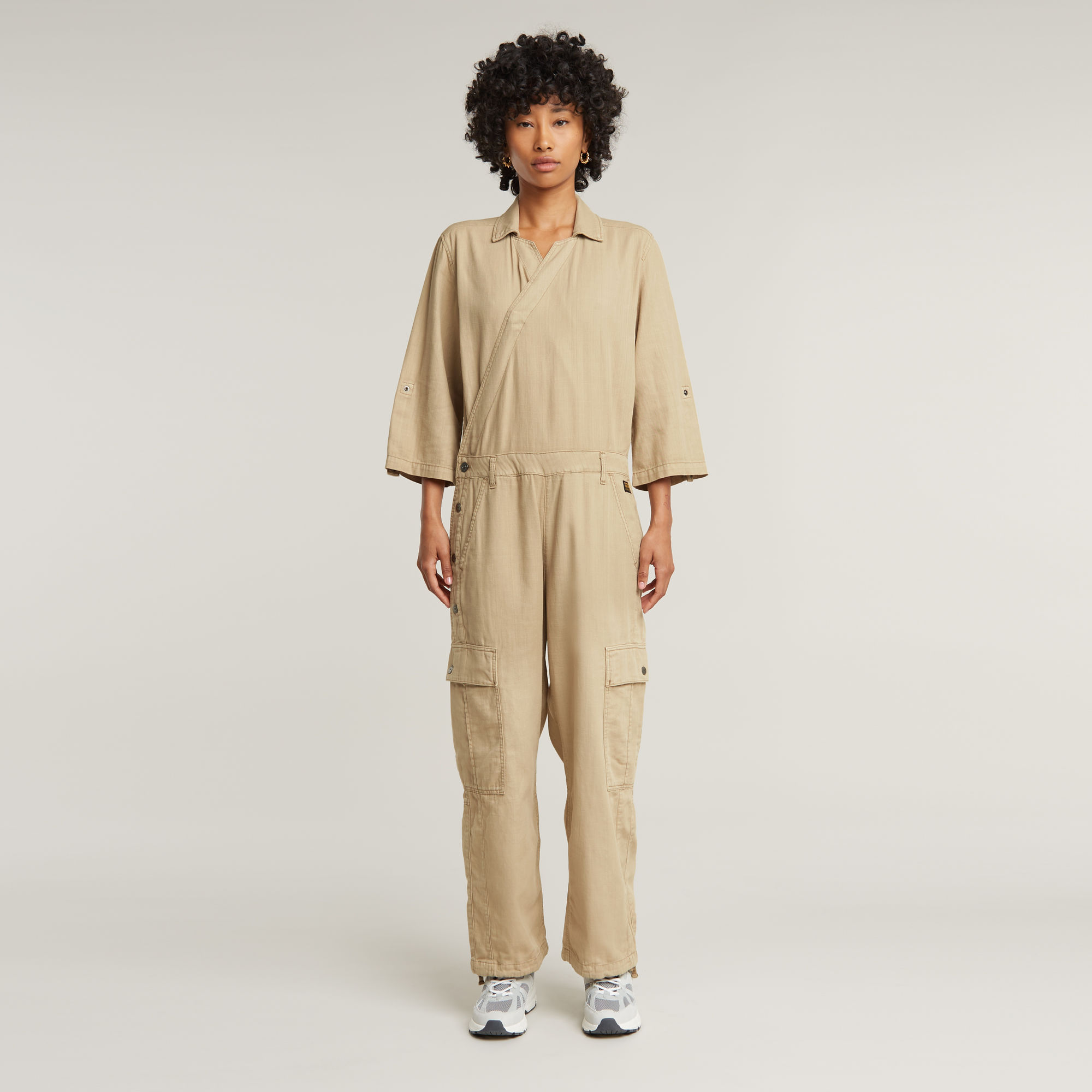 Wrap Jumpsuit - Beige - Damen