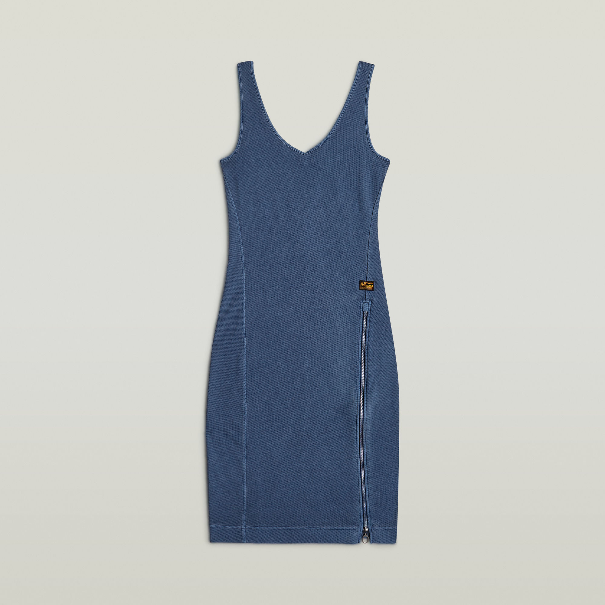 Thumbnail - Overdyed Asymmetric Zip Kleid - Mittelblau - Damen
