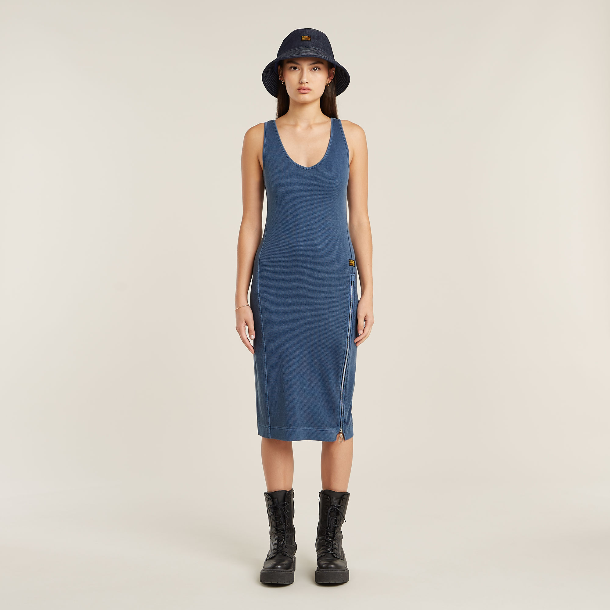 

Overdyed Asymmetric Zip Dress - Medium blue - Women