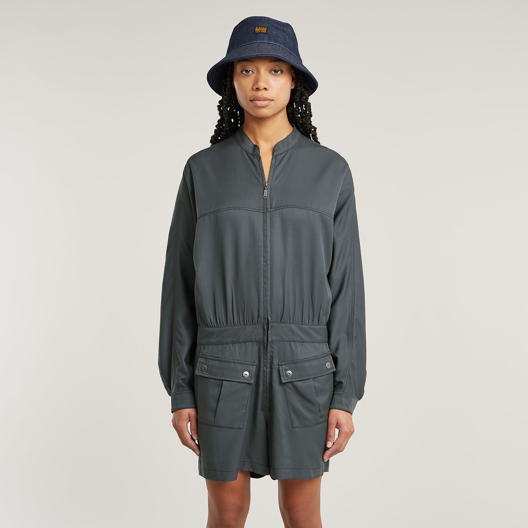 

Macro Balloon Playsuit - Grey - Women