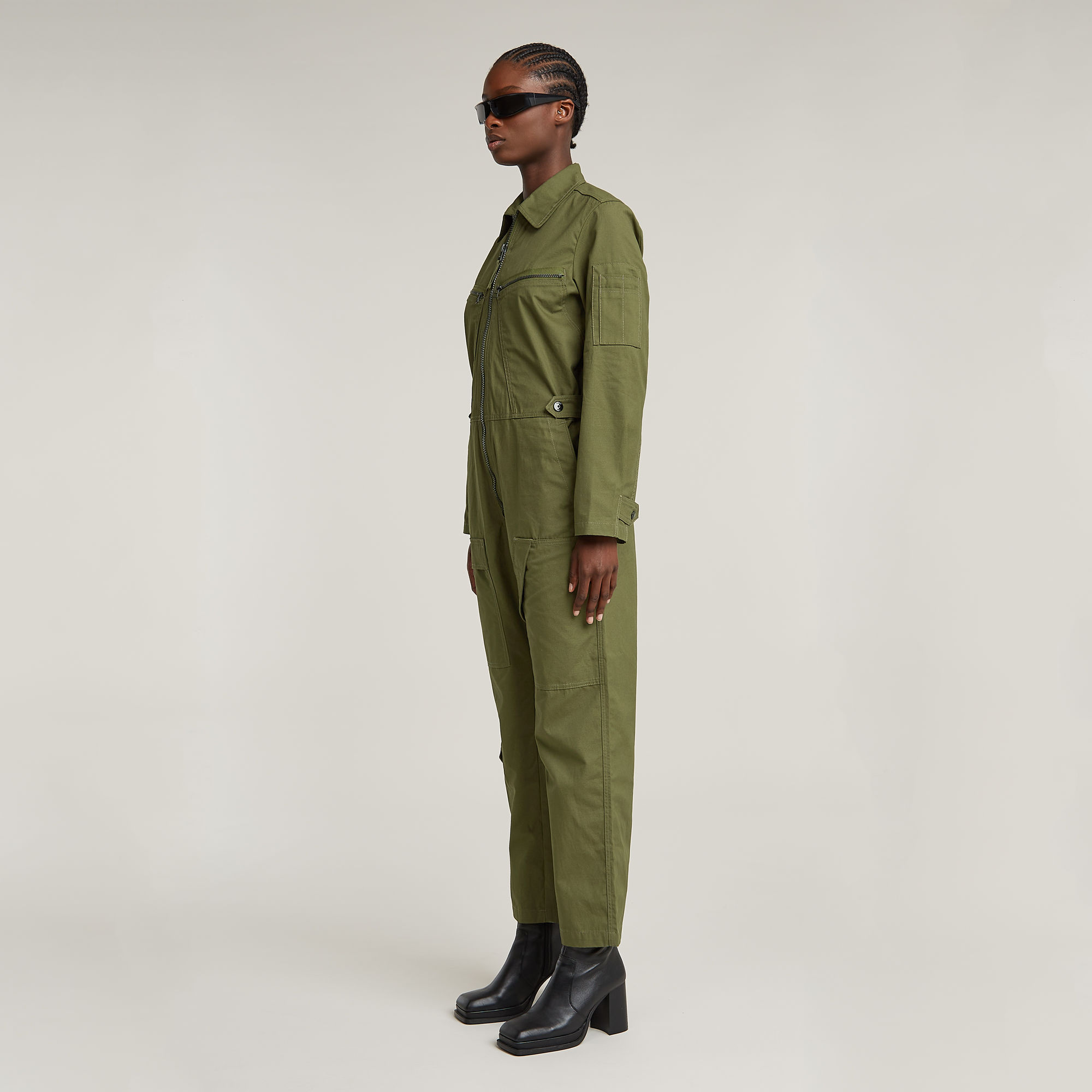 Thumbnail - Multi Zip Winter Jumpsuit - Grün - Damen