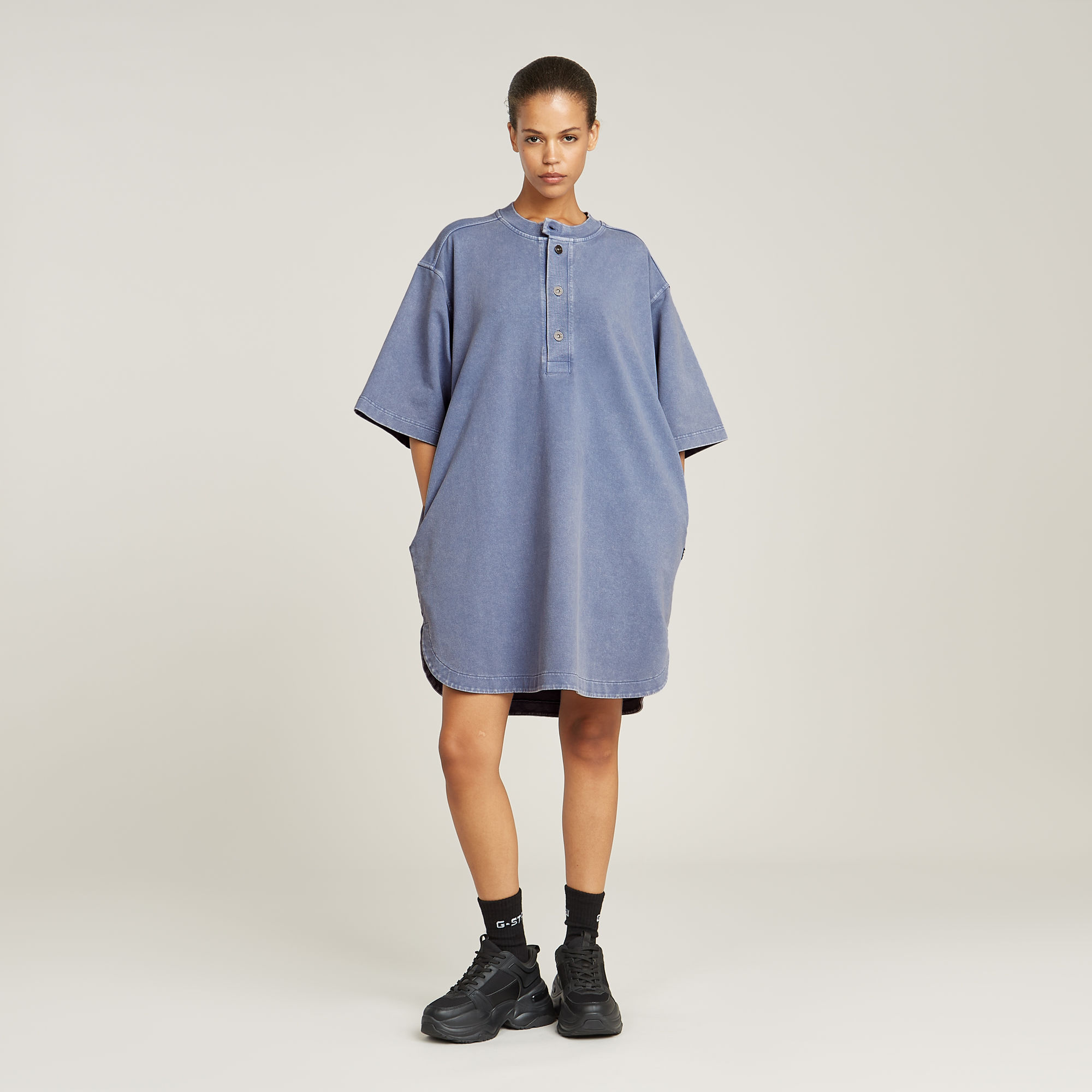 Thumbnail - Balloon Loose Sweater Kleid - Hellblau - Damen