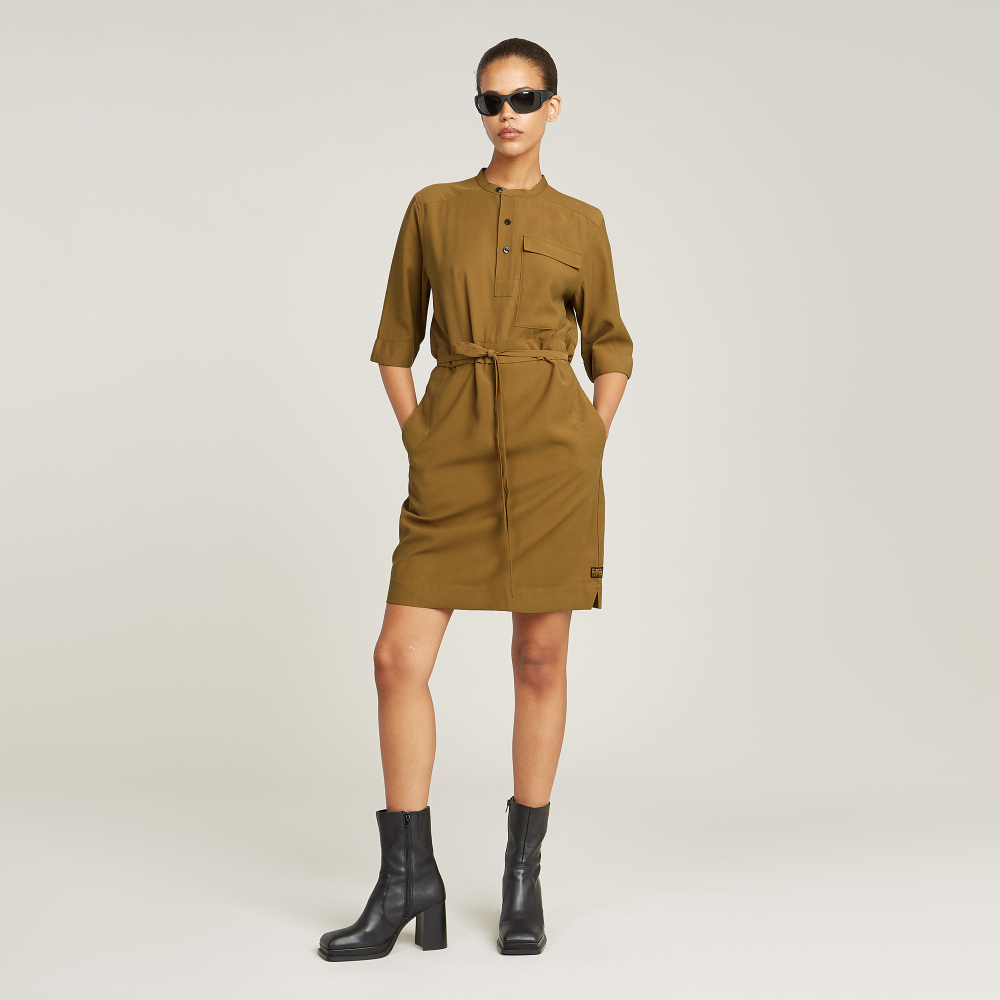 Thumbnail - Fluid Kleid - Beige - Damen