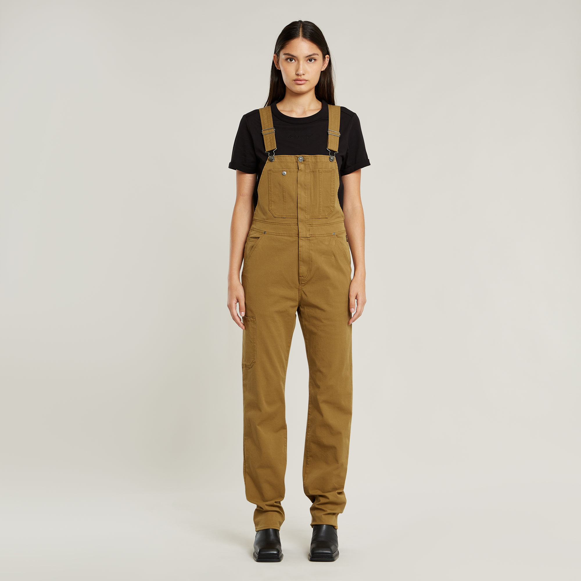 Thumbnail - Slim Latzhose - Beige - Damen