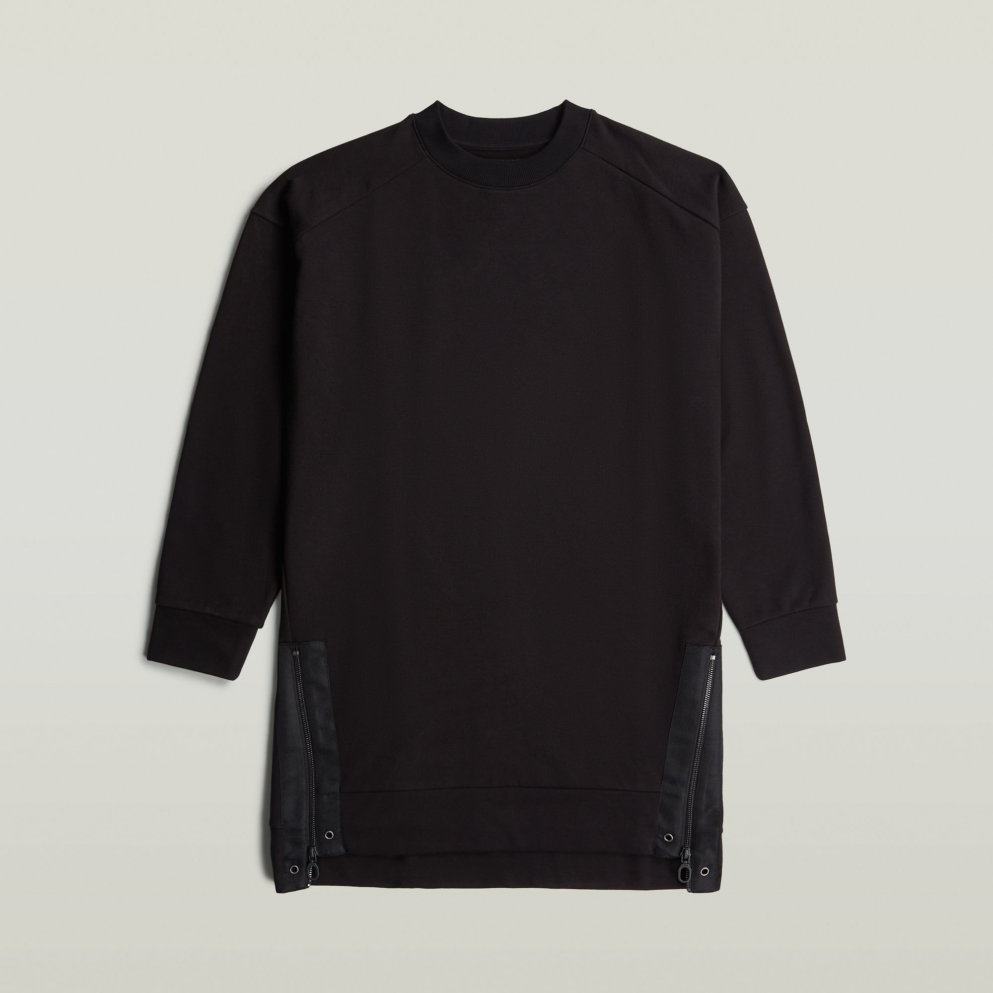 Thumbnail - Biker Zip Sweater-Kleid - Schwarz - Damen