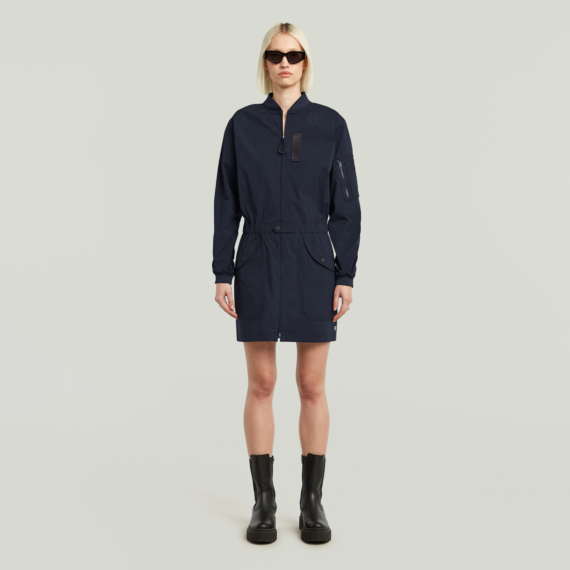 Thumbnail - Bomberkleid - Dunkelblau - Damen