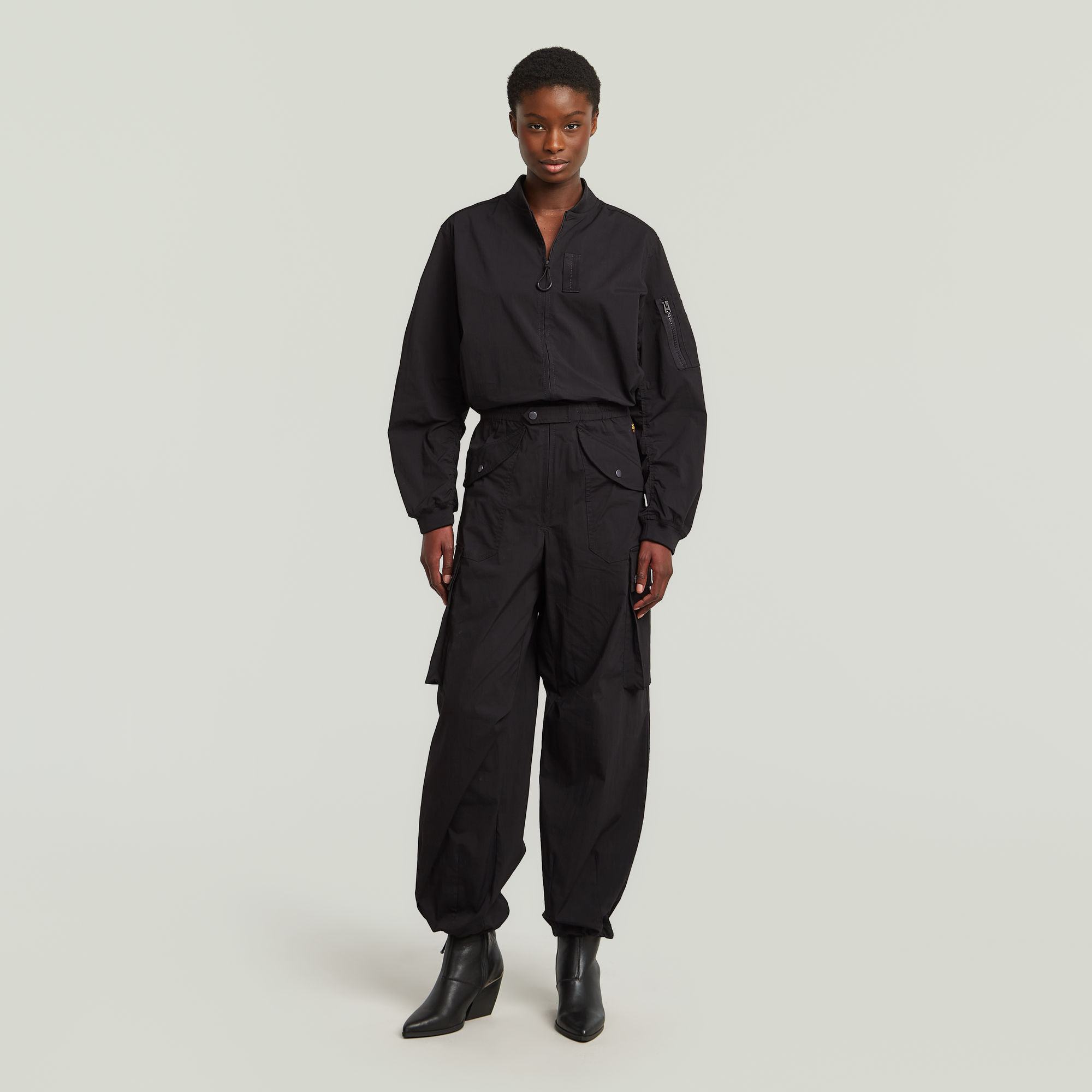 Thumbnail - Bomber Jumpsuit - Schwarz - Damen