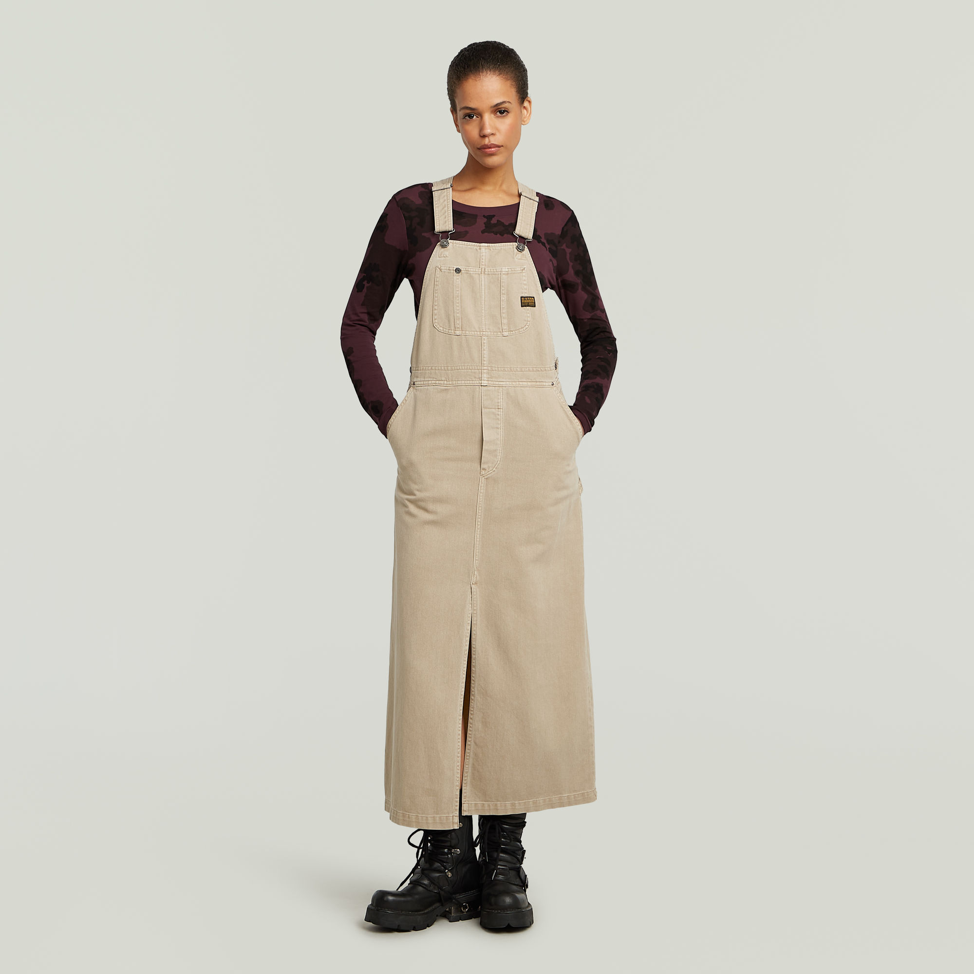 Thumbnail - Dungaree Kleid - Beige - Damen