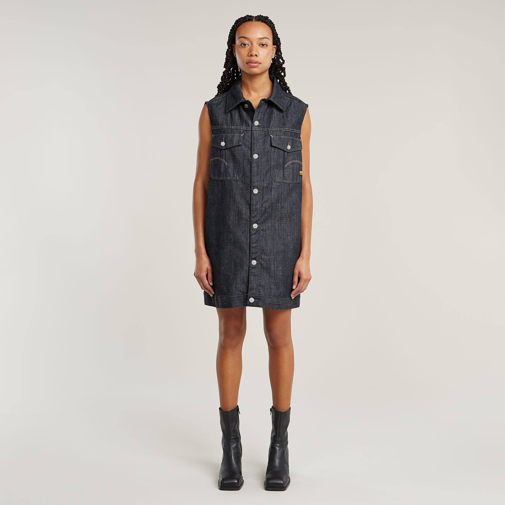 Thumbnail - Oversized Sleeveless Kleid - Dunkelblau - Damen