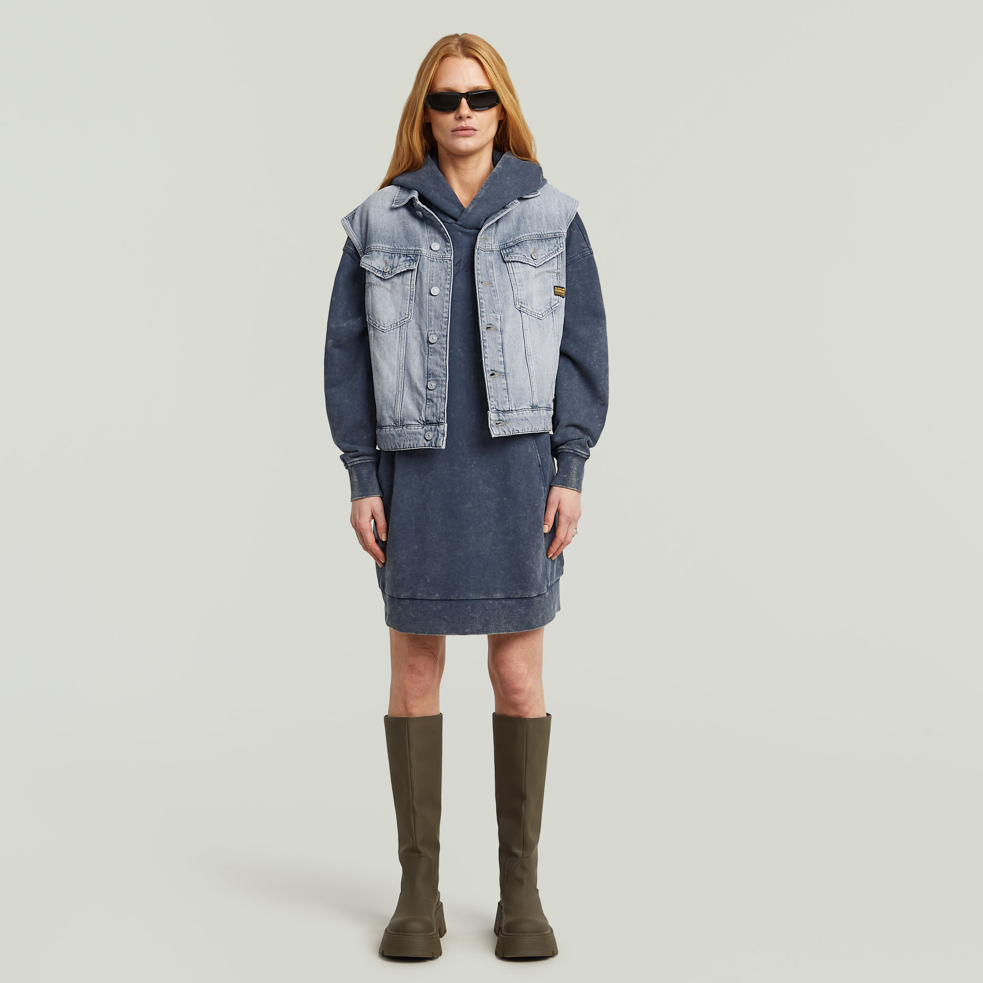 Thumbnail - A Line Sweater Dress - Dunkelblau - Damen