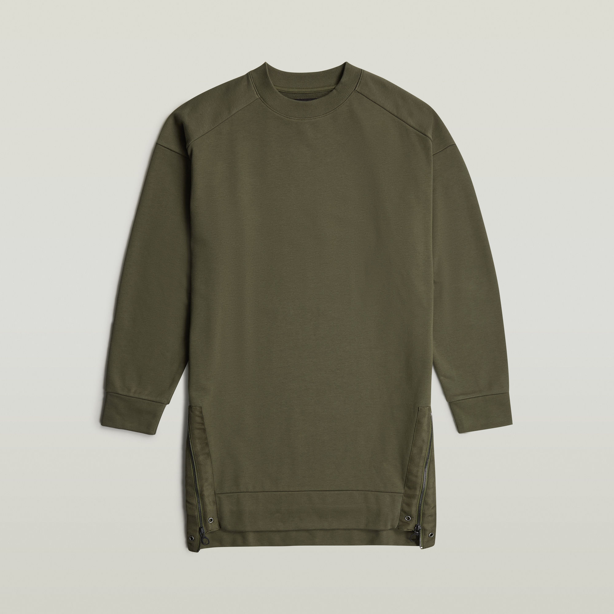 Thumbnail - Biker Zip Sweater-Kleid - Grün - Damen