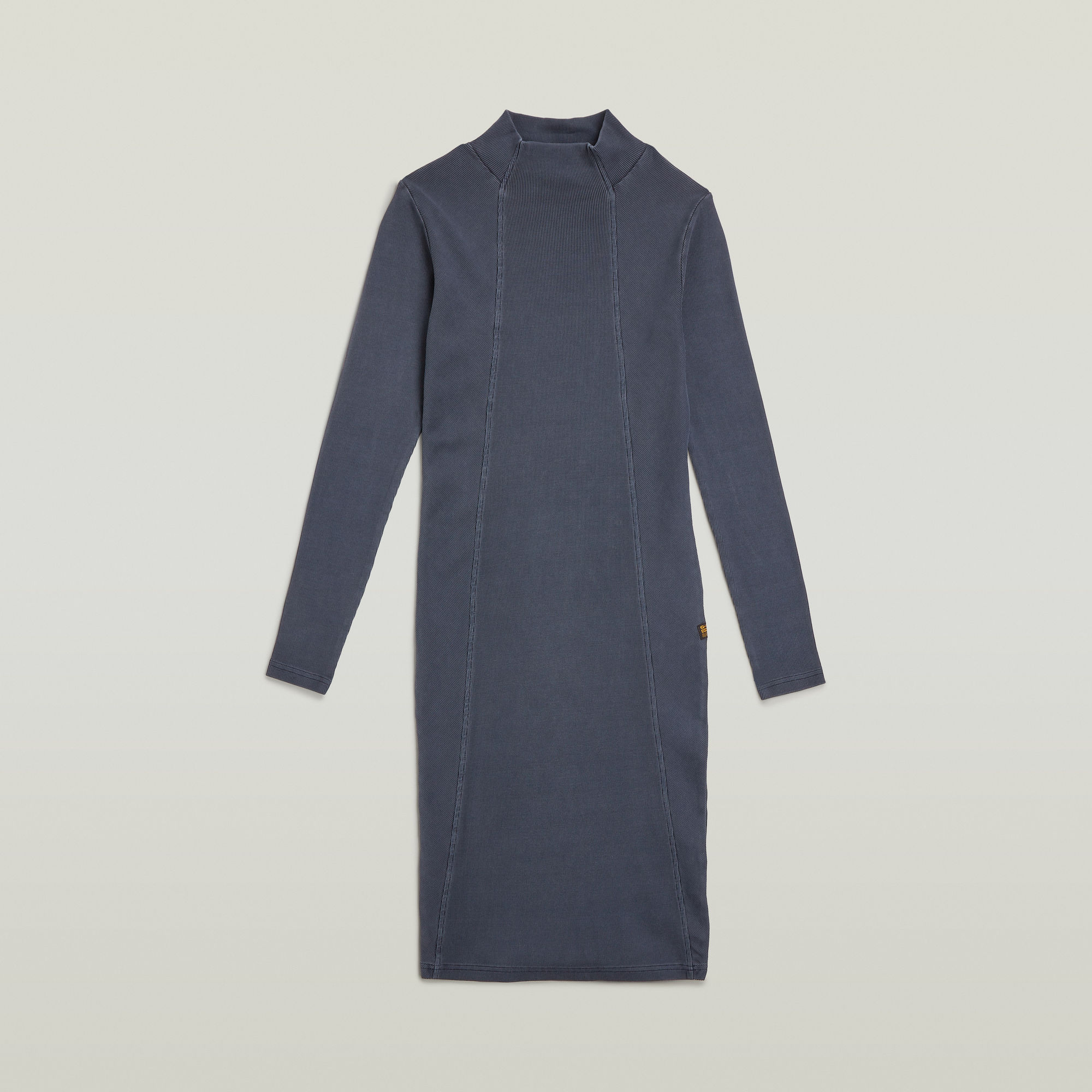 Thumbnail - Washed Slim Rib Kleid - Dunkelblau - Damen