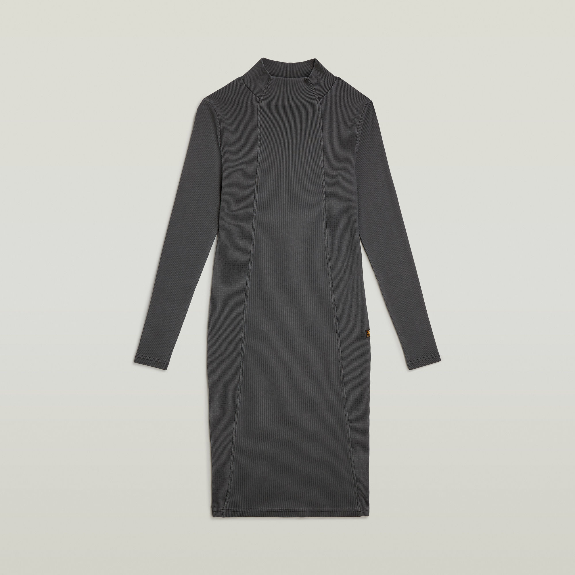 Thumbnail - Washed Slim Rib Kleid - Schwarz - Damen