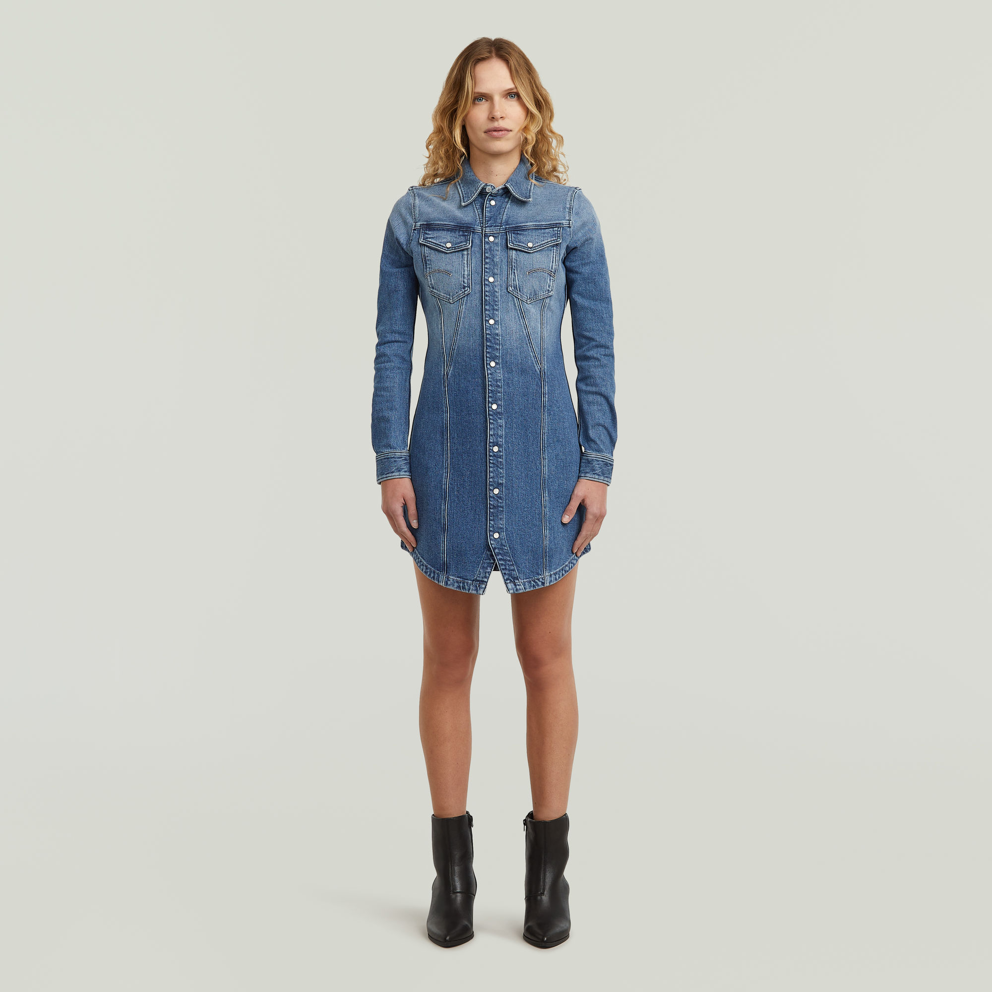 G-Star RAW Pitchched Hem Overhemdjurk - Midden blauw - Dames