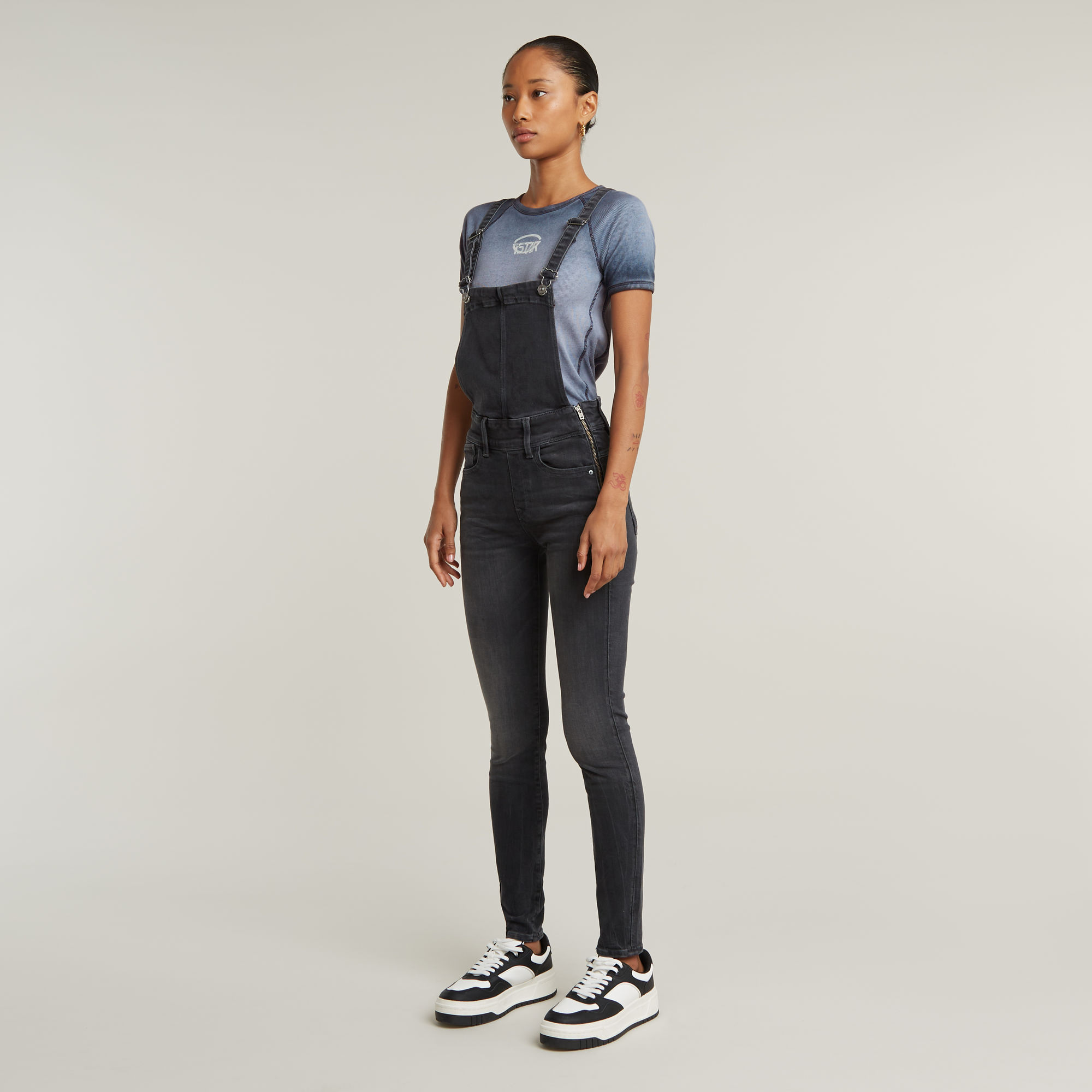 Thumbnail - Lynn High Waist Skinny Overall - Grau - Damen