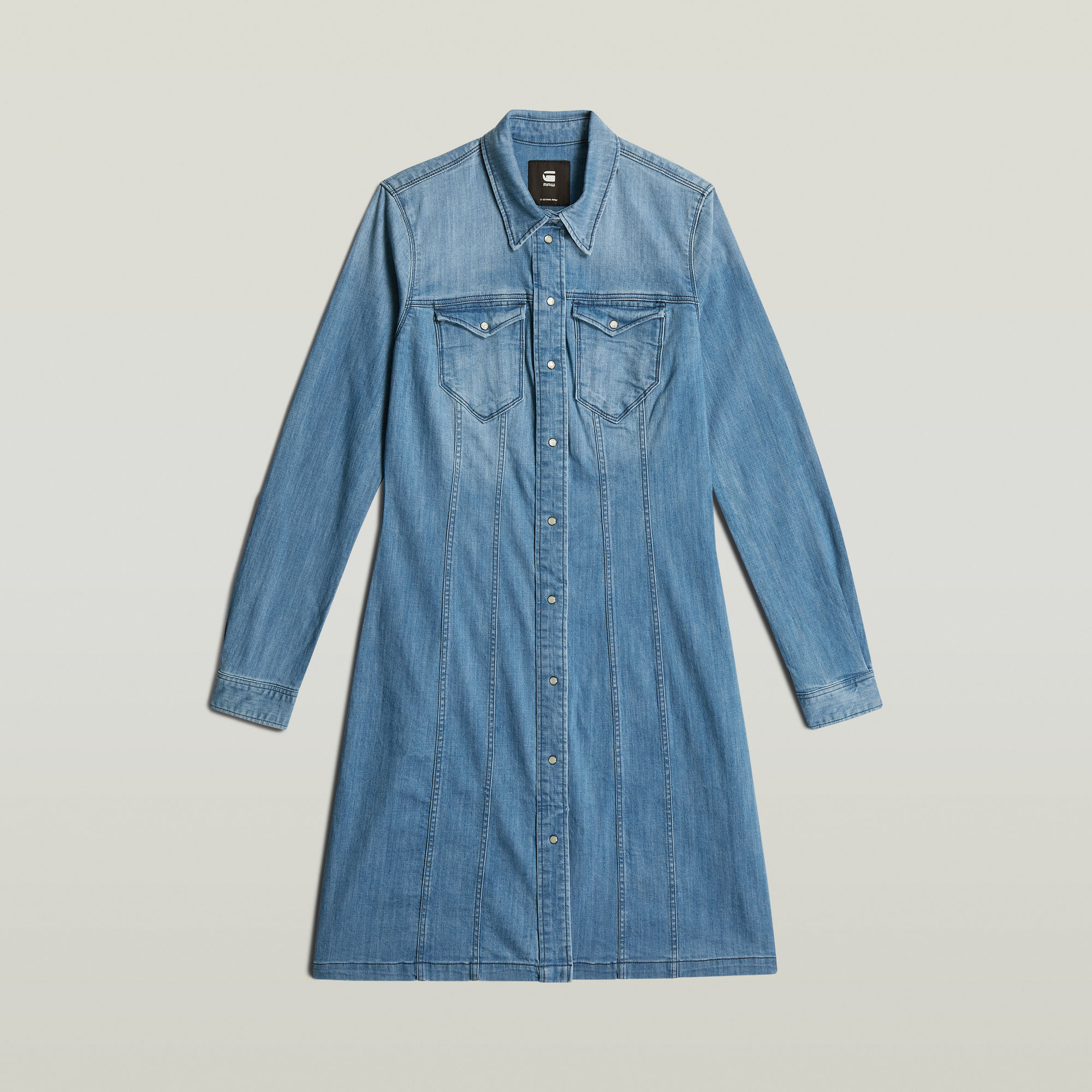 Thumbnail - Tacoma Slim Flare Kleid - Mittelblau - Damen