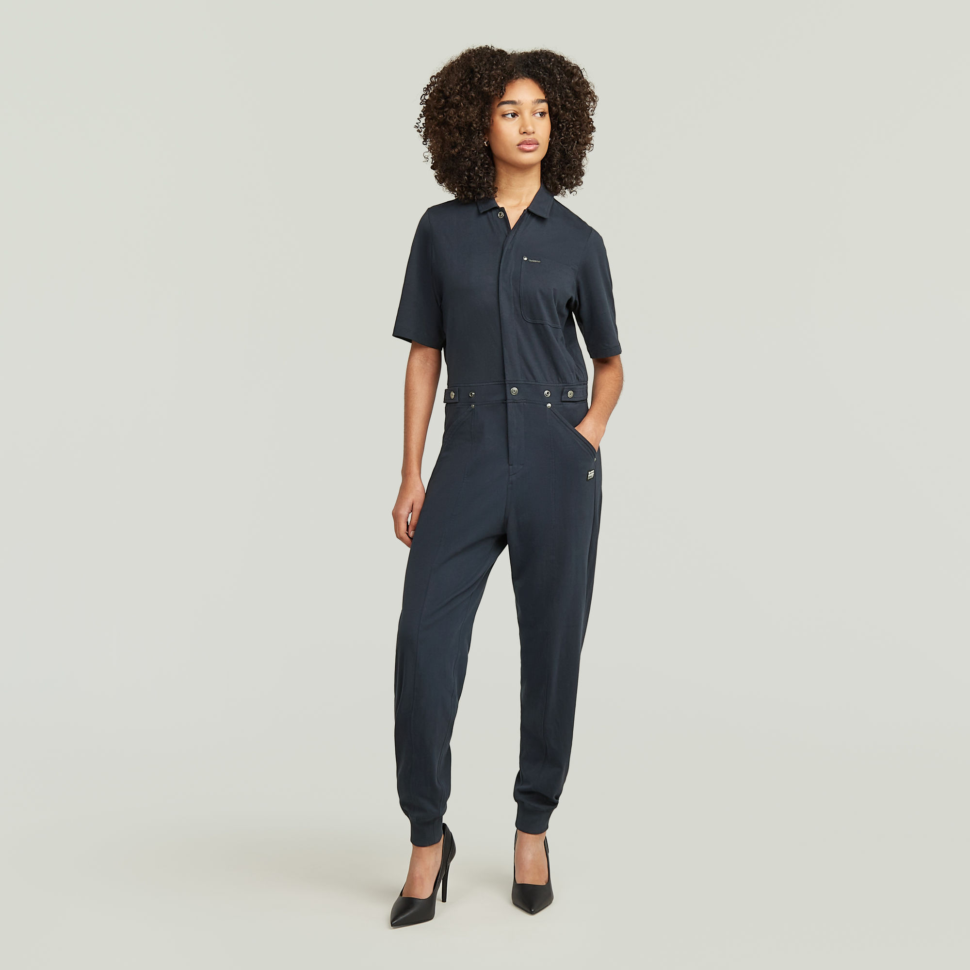 Thumbnail - Track Jumpsuit - Dunkelblau - Damen