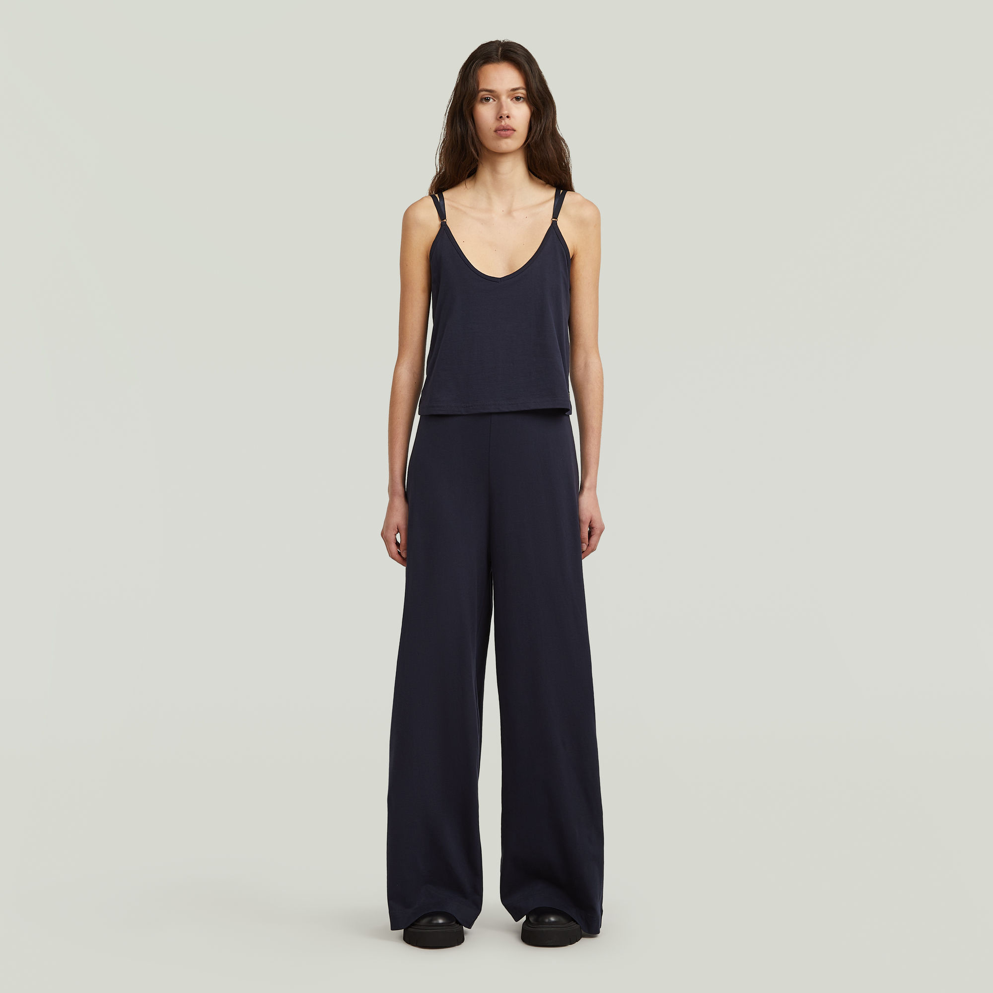 Spaghetti Strap Loose Jumpsuit - Dunkelblau - Damen