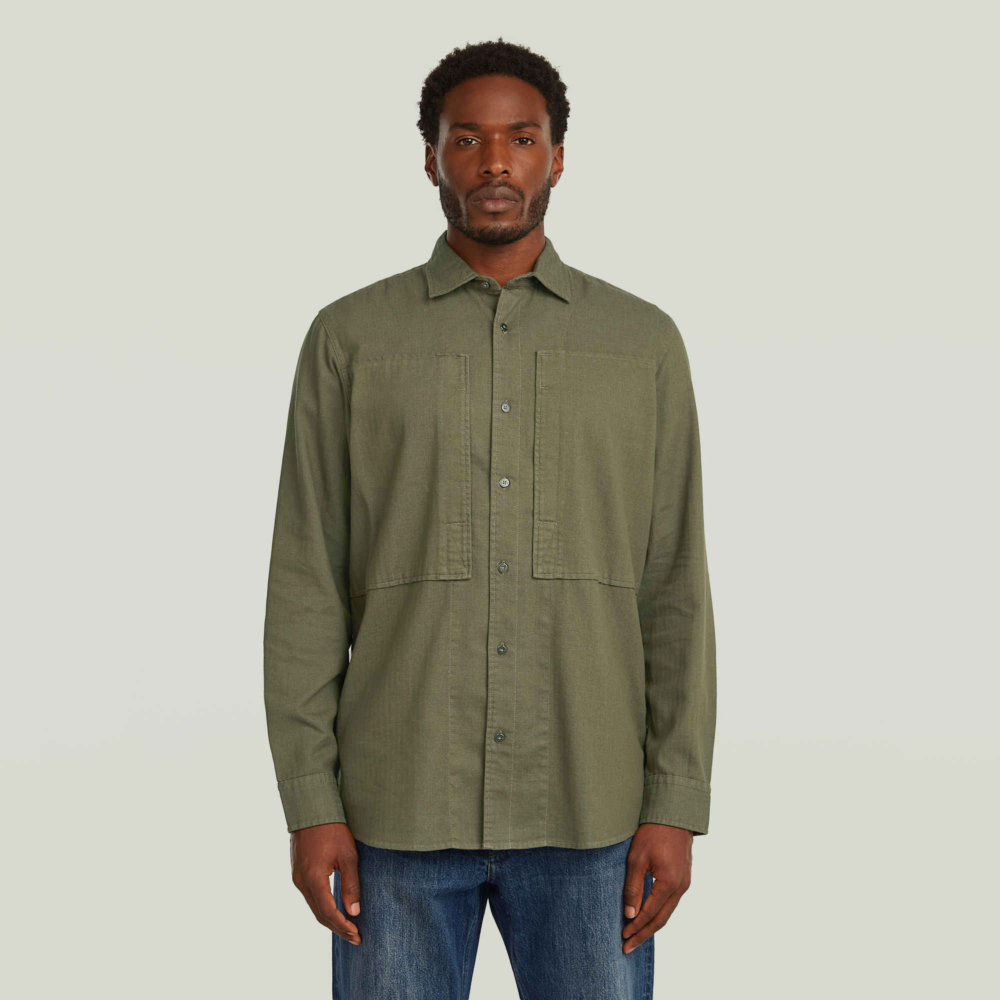 

Panelled Pocket Regular Shirt - Grün - Herren