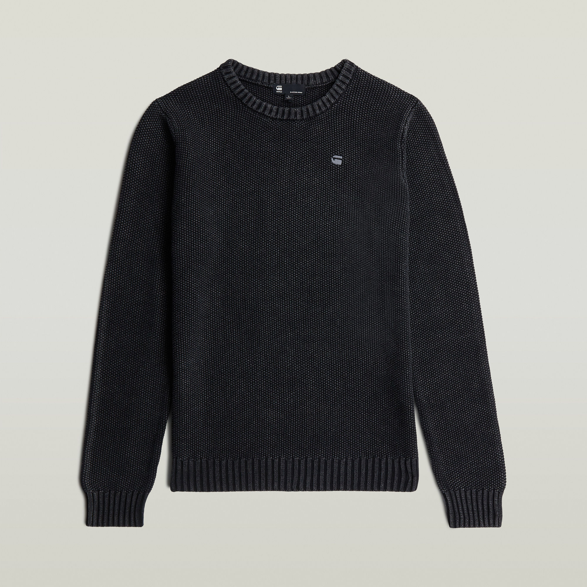 Thumbnail - Garment Dyed Structure Knit - Schwarz - Herren