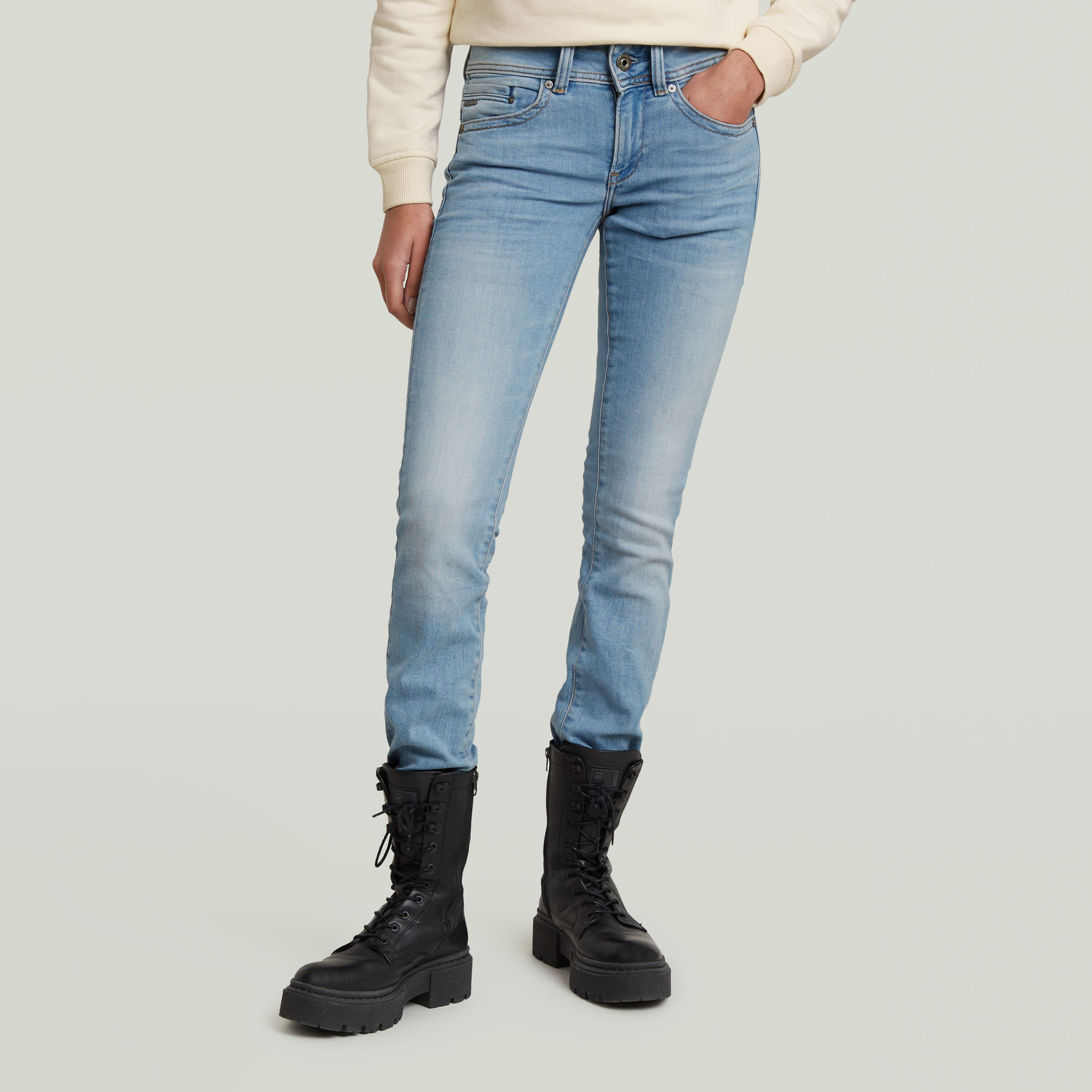 Midge Saddle Mid Straight Jeans - Mittelblau - Damen