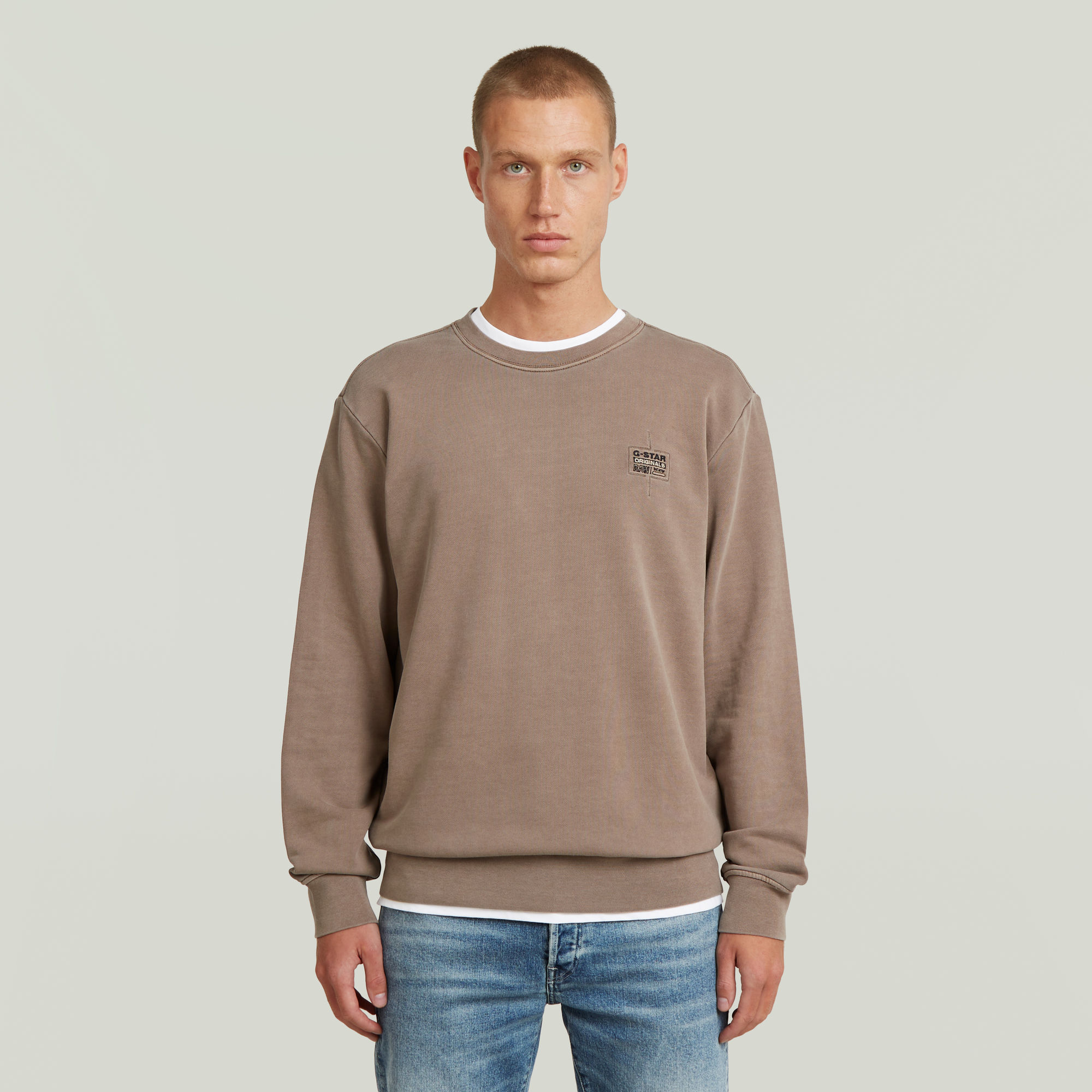 

Logo Overdyed Sweater - Bruin - Heren