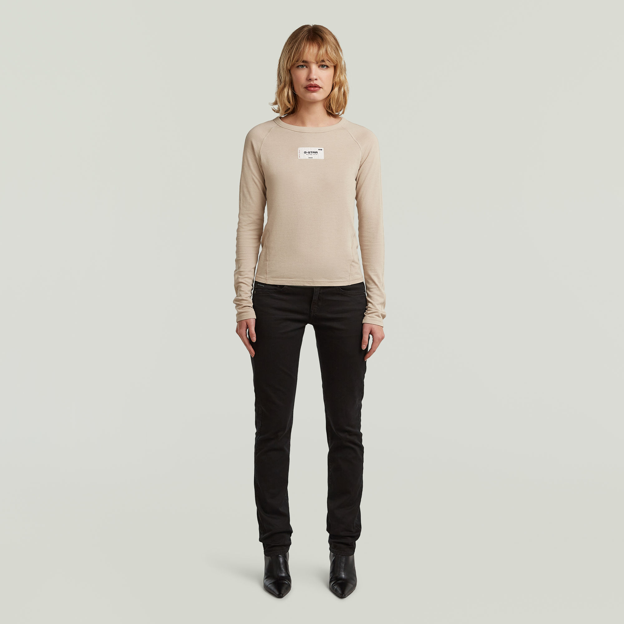 Thumbnail - Midge Slim Straight Chino - Schwarz - Damen