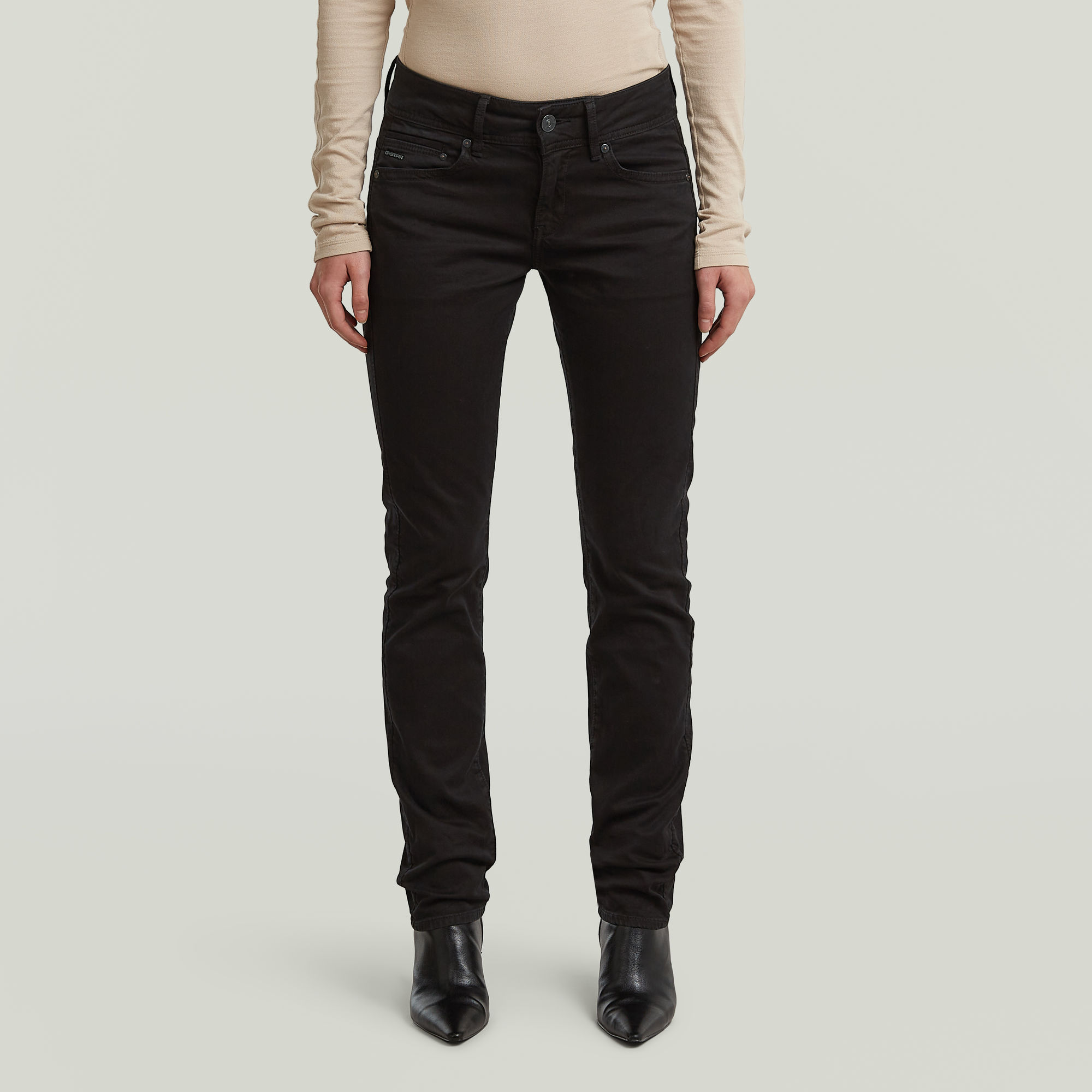 Midge Slim Straight Chino - Schwarz - Damen