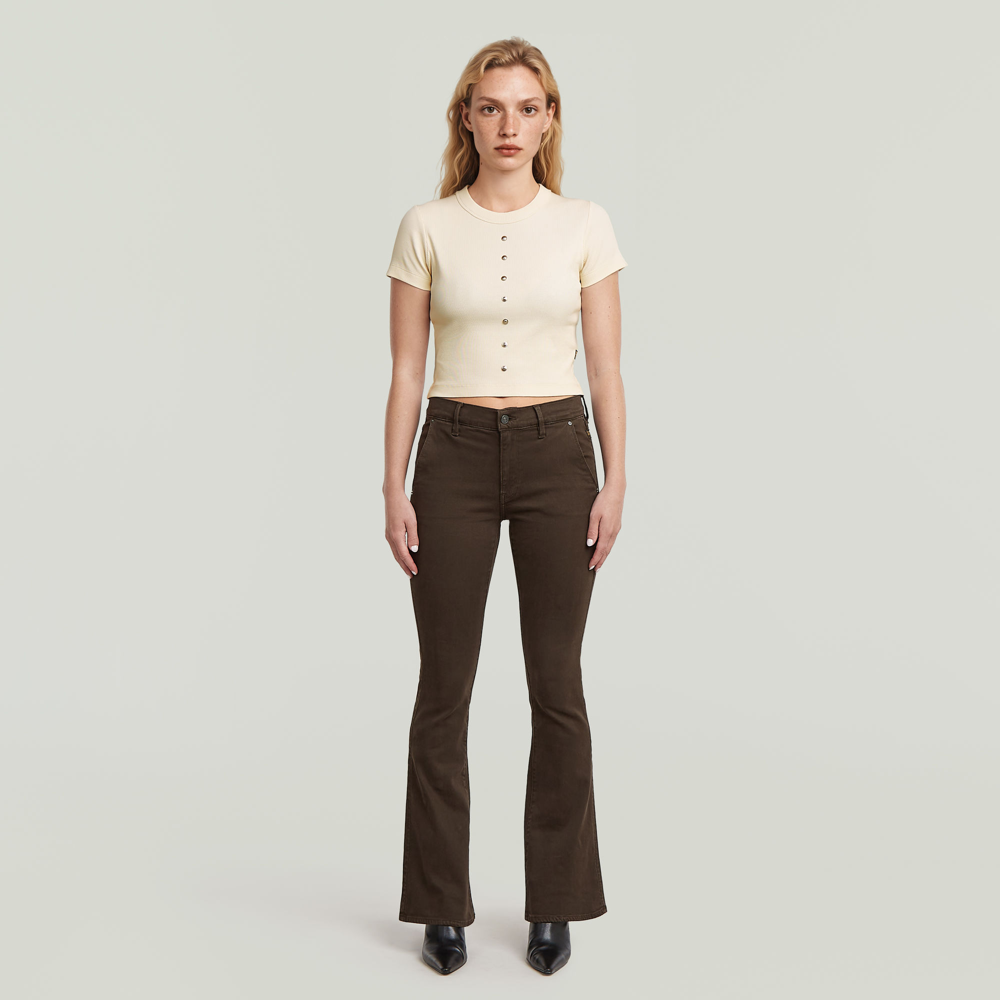 Thumbnail - 3301 Flare Chino - Braun - Damen