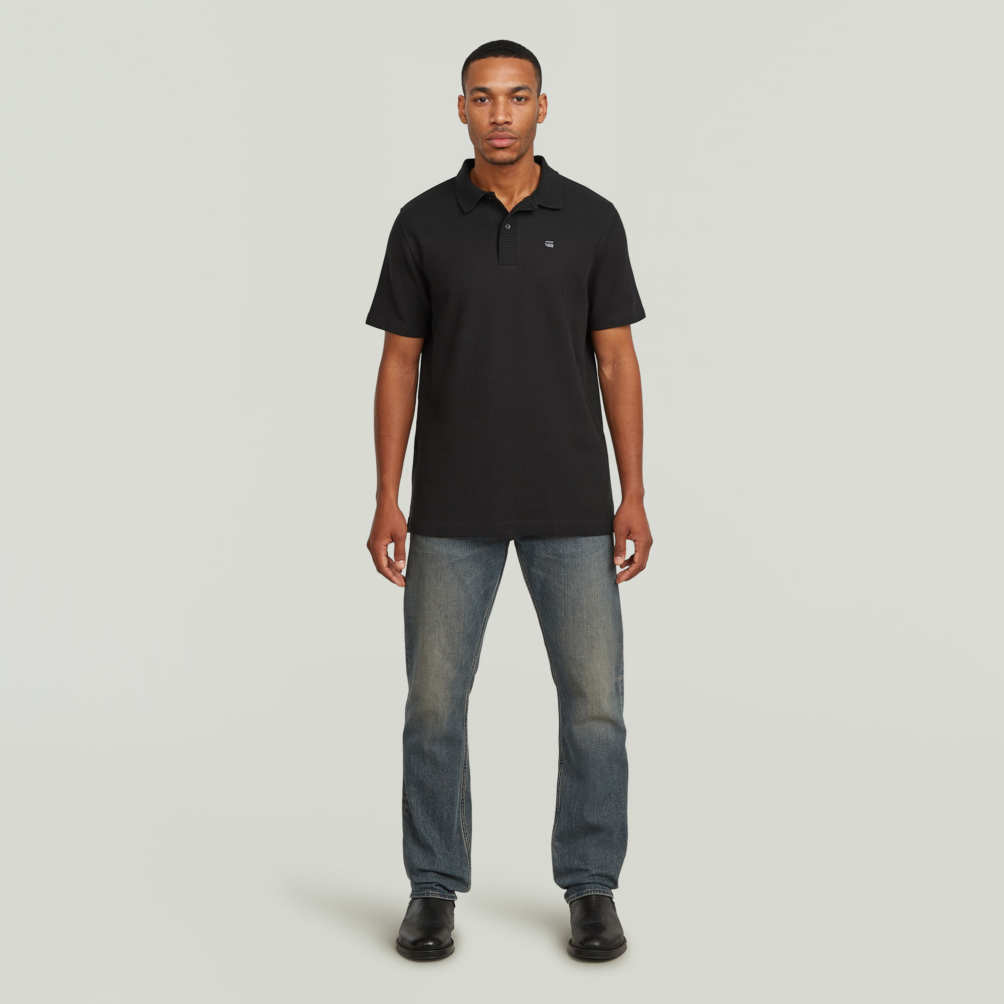 Thumbnail - Structured Polo - Schwarz - Herren