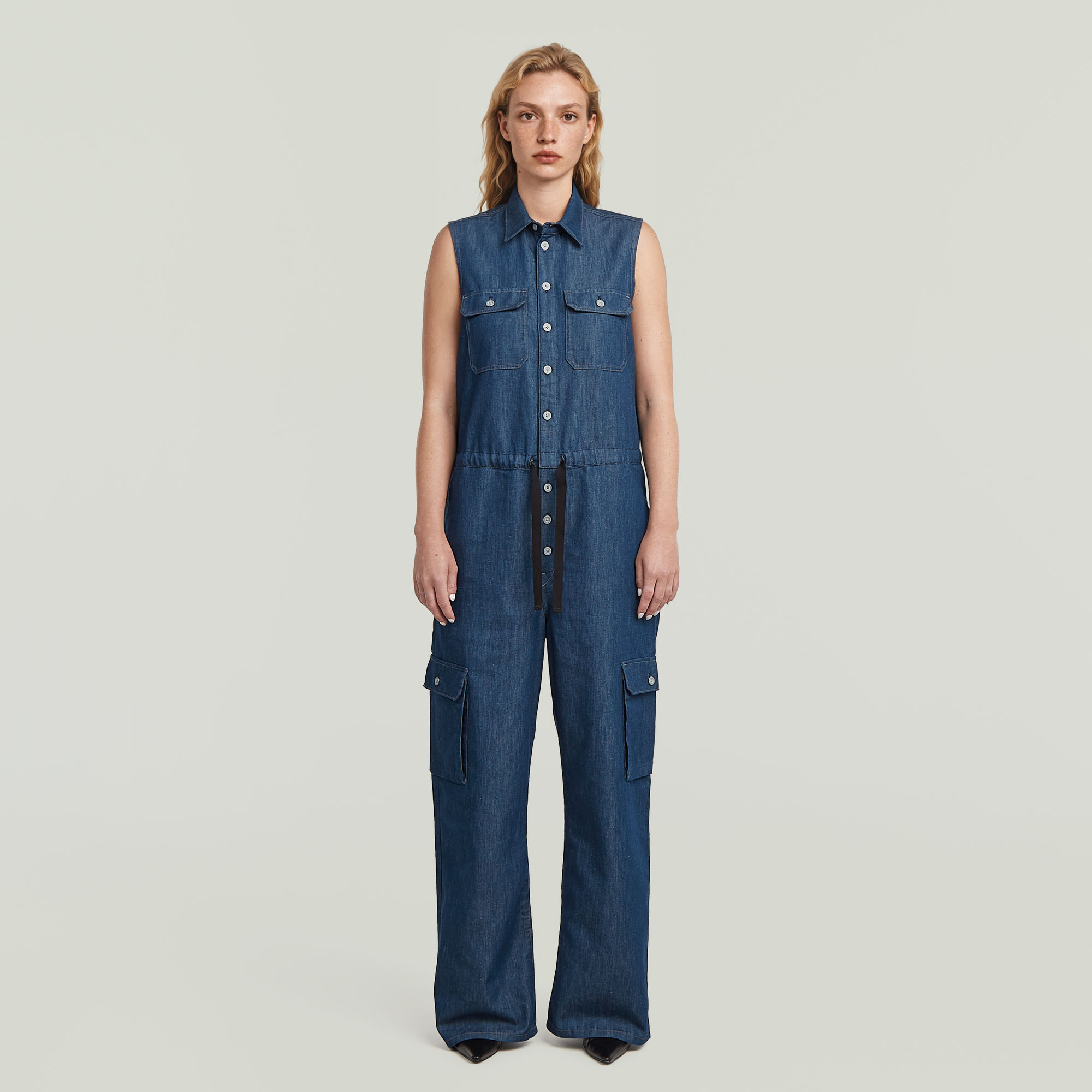 Thumbnail - Soft Utility Jumpsuit - Dunkelblau - Damen
