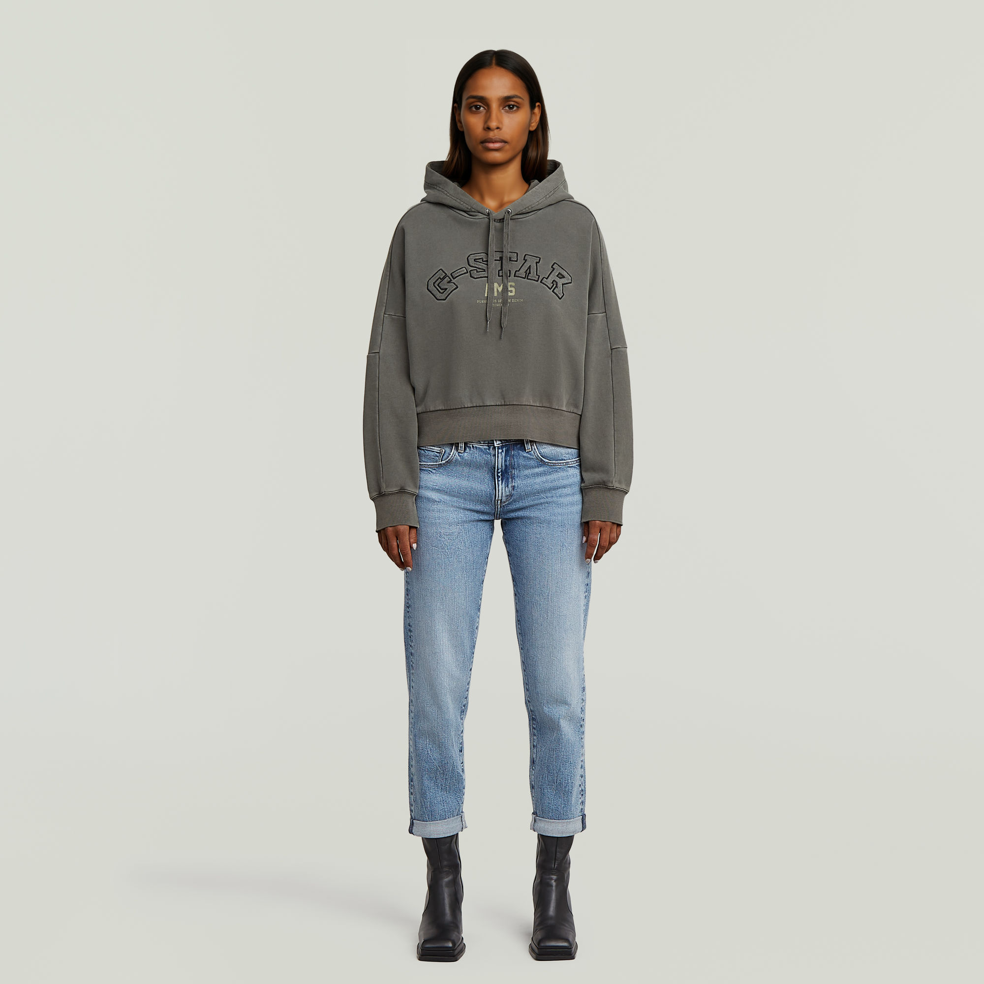 Thumbnail - Collegic Hoodie Sweater - Grau - Damen
