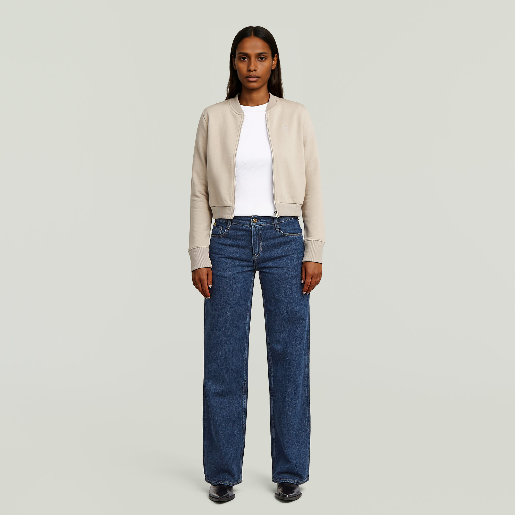 Thumbnail - Bomber Sweat - Beige - Damen