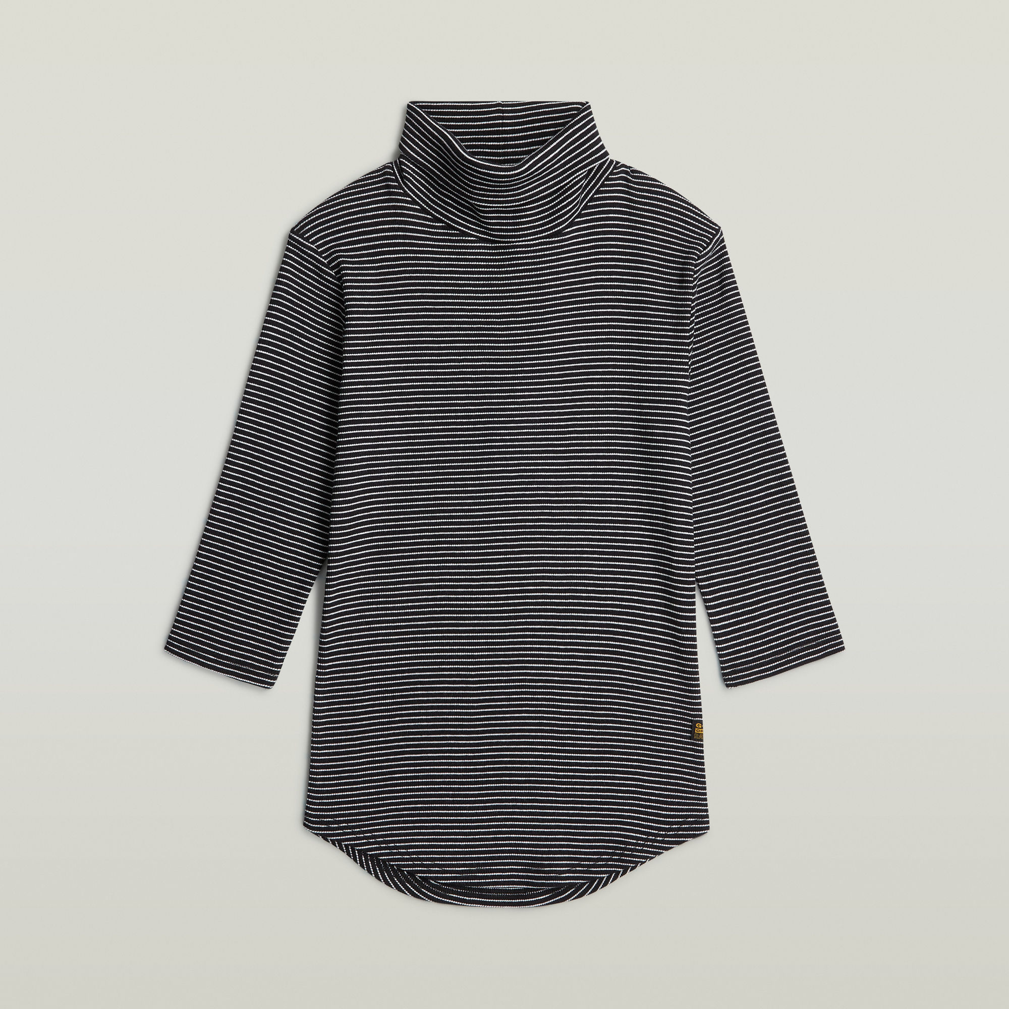 Thumbnail - Striped Slim Mock T-Shirt - Mehrfarbig - Damen