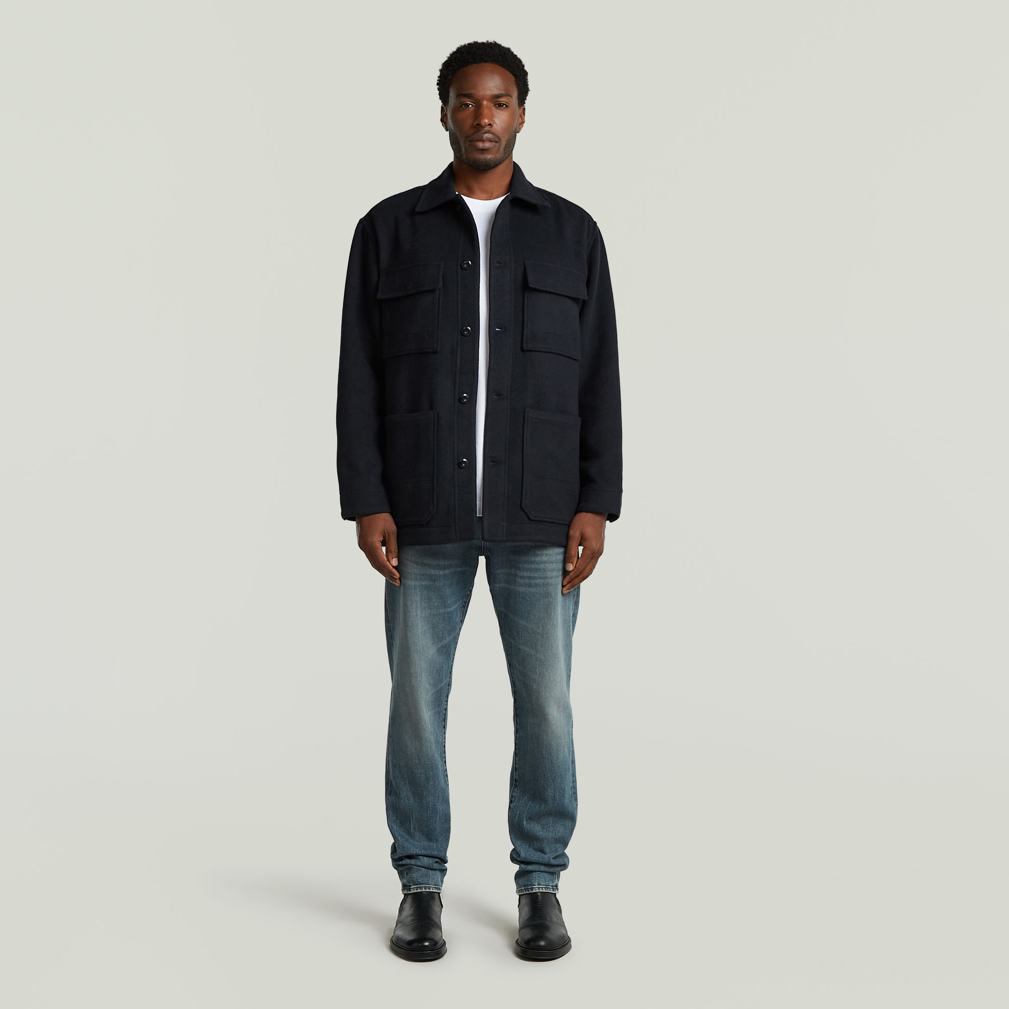 Thumbnail - Wool Chore Jacke - Dunkelblau - Herren