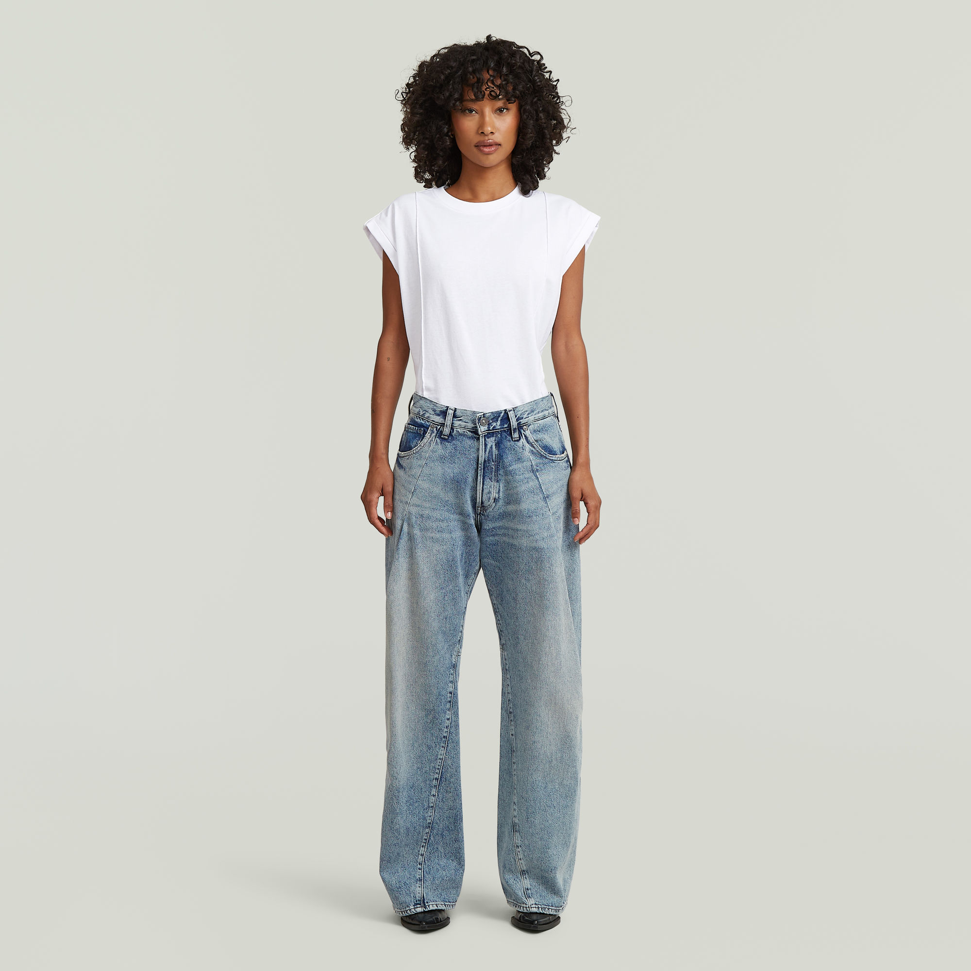 Thumbnail - Contor Wide Pleat Jeans - Hellblau - Damen