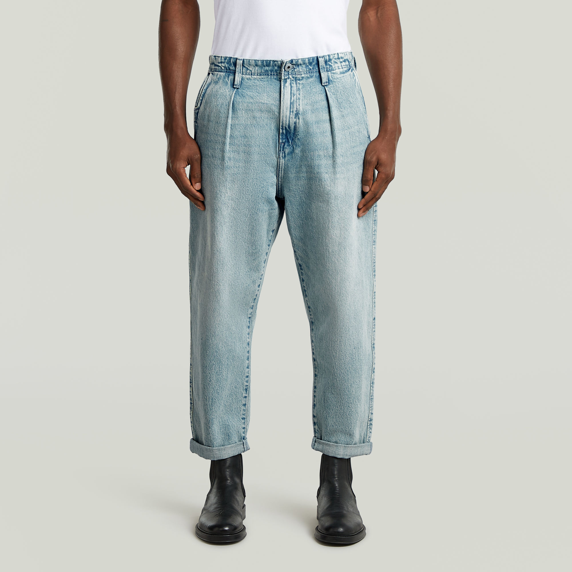

Pleated Chino Denim Relaxed Tapered - sun faded pacific blue - Men