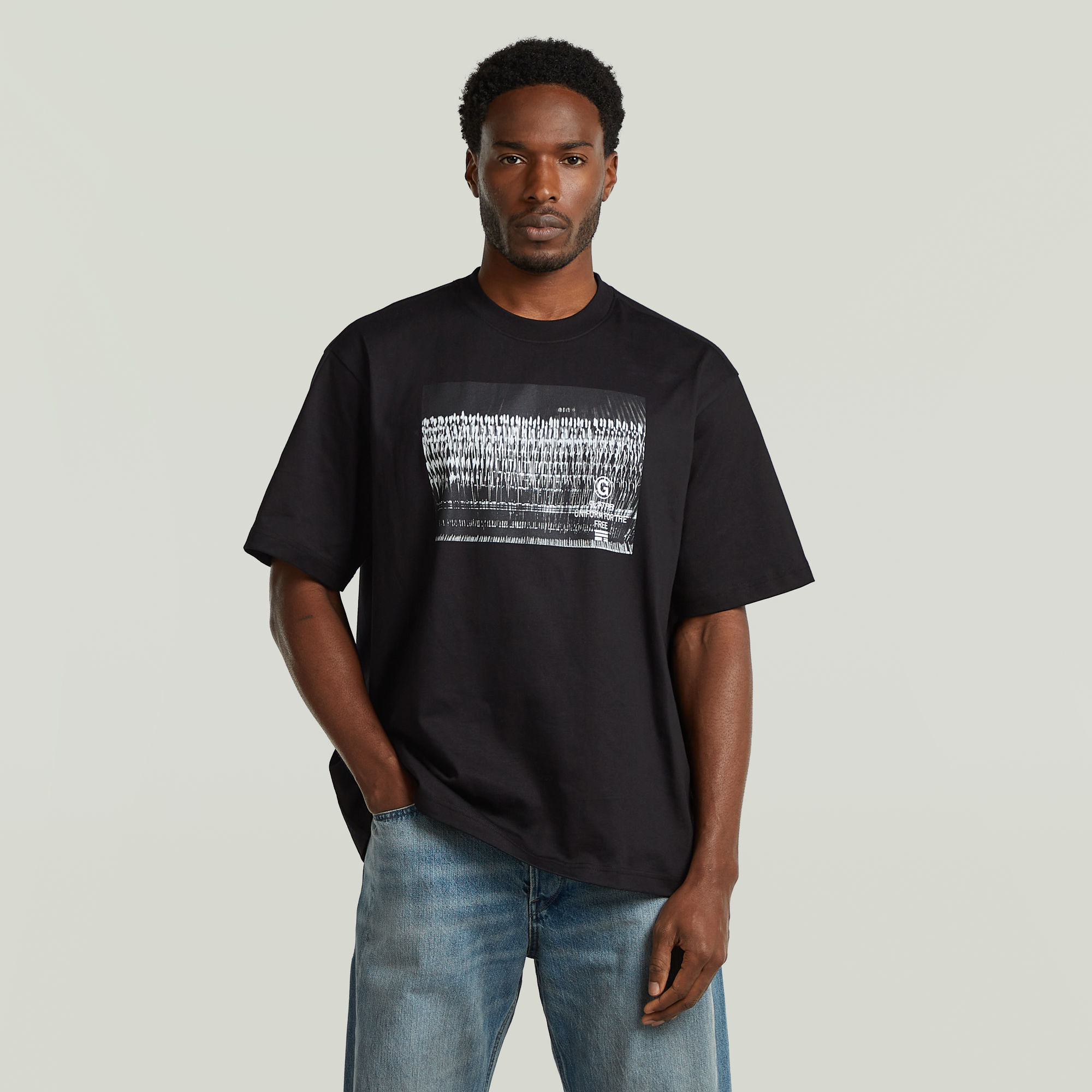 

Photo Print Loose T-Shirt - Black - Men