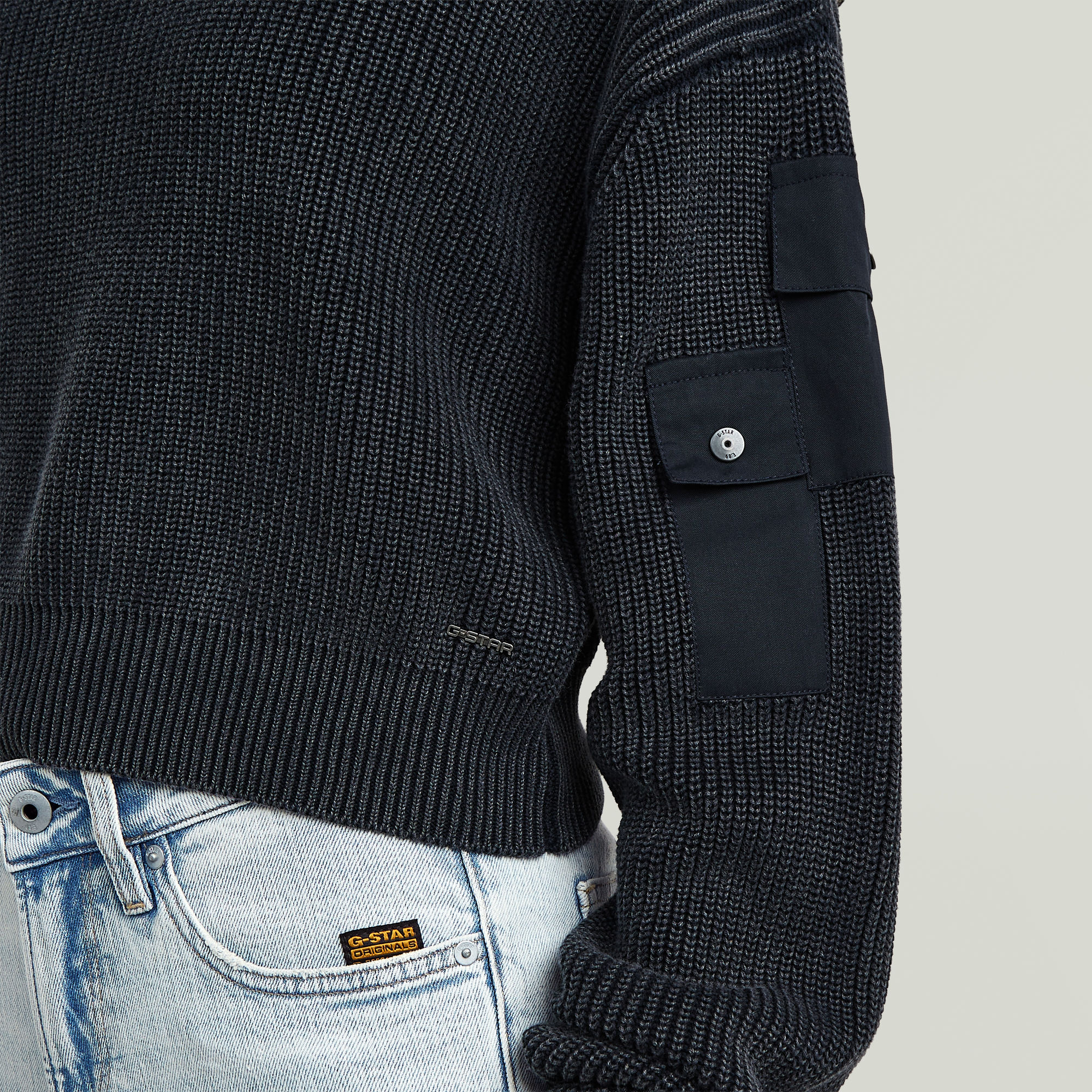 Thumbnail - Washed Pocket Loose Knit - Dunkelblau - Damen