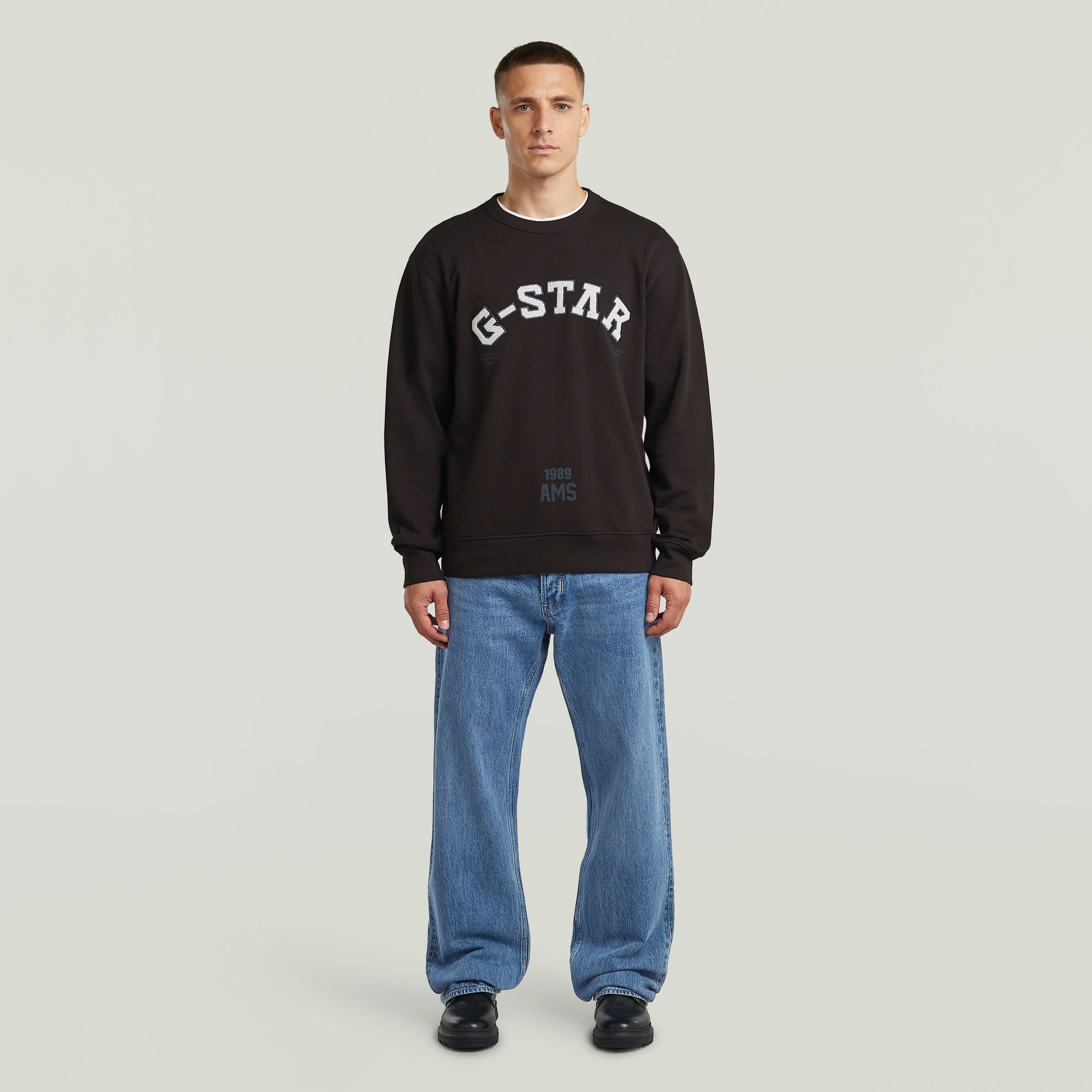 Thumbnail - Applique Sweater - Schwarz - Herren