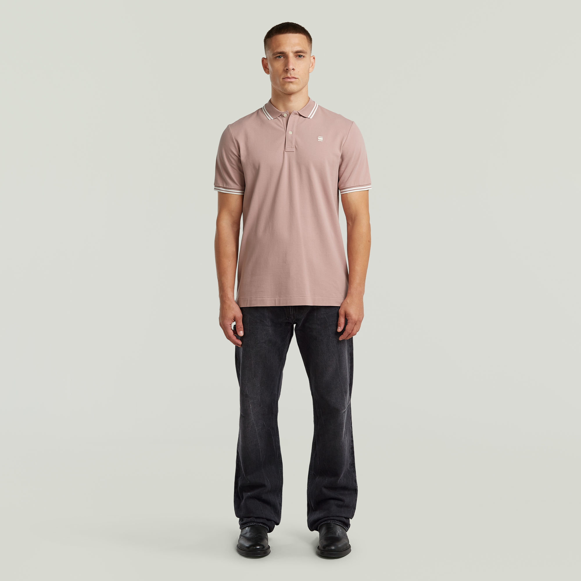 Thumbnail - Dunda Slim Stripe Poloshirt - Pink - Herren