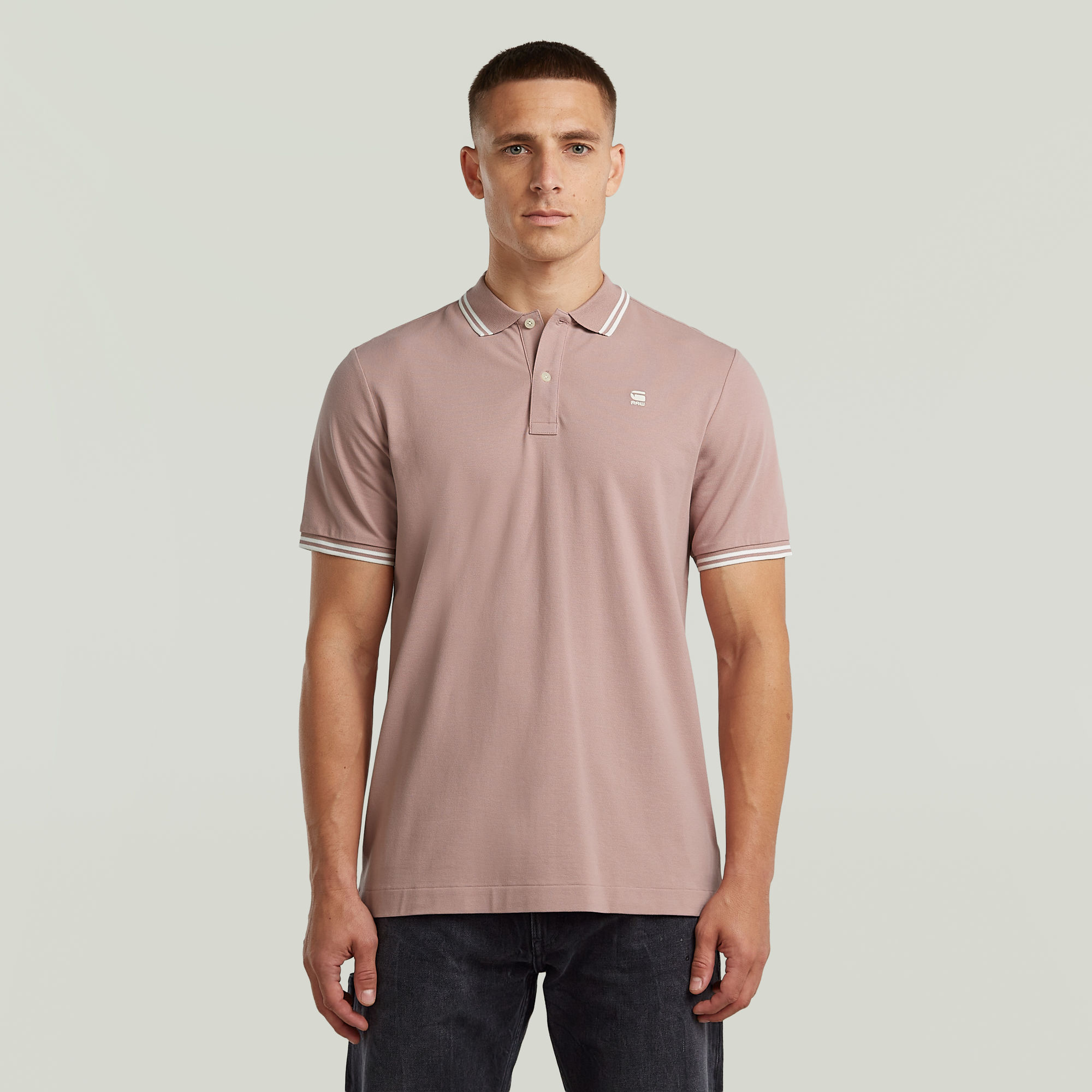 Dunda Slim Stripe Poloshirt - Pink - Herren