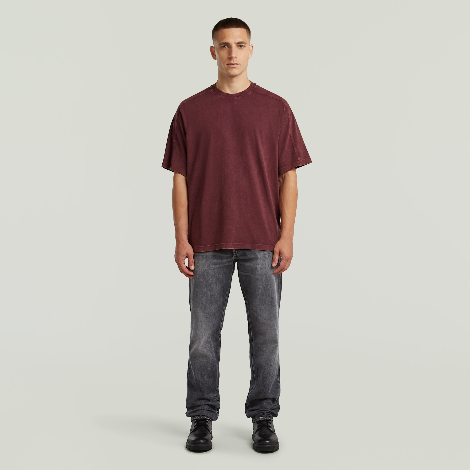 Thumbnail - Washed Boxy T-Shirt - Rot - Herren