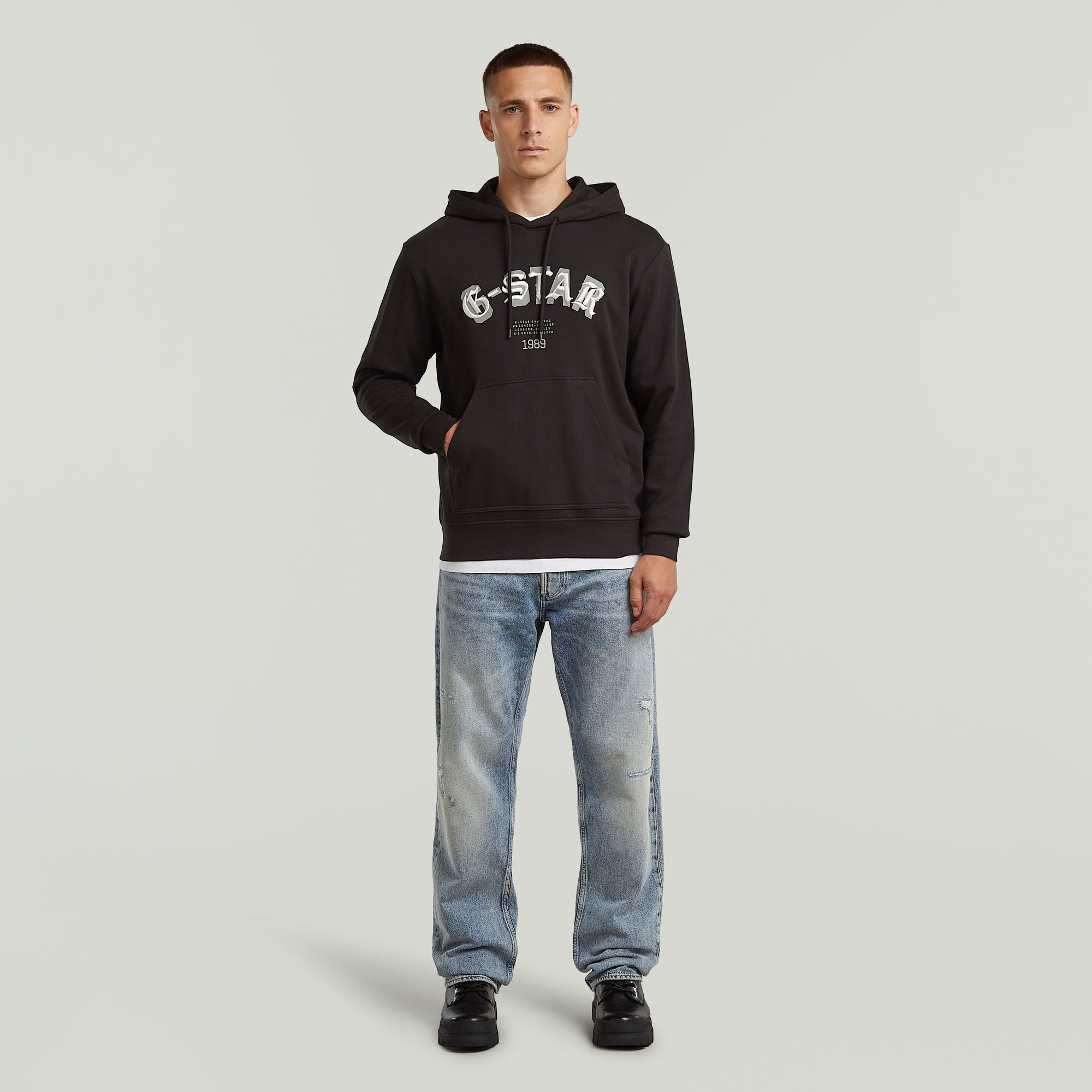 Thumbnail - Embro Logo HB Hoodie Sweatshirt - Schwarz - Herren